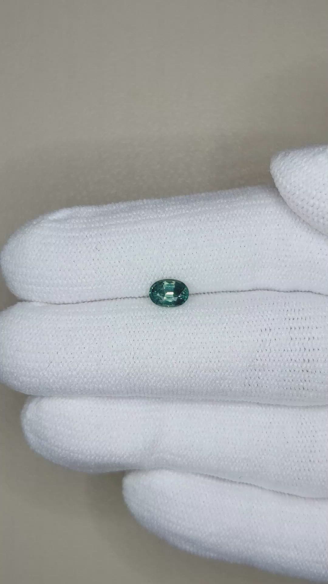 0.62 Ct. Bluish Green Sapphire from Madagascar Size Video
