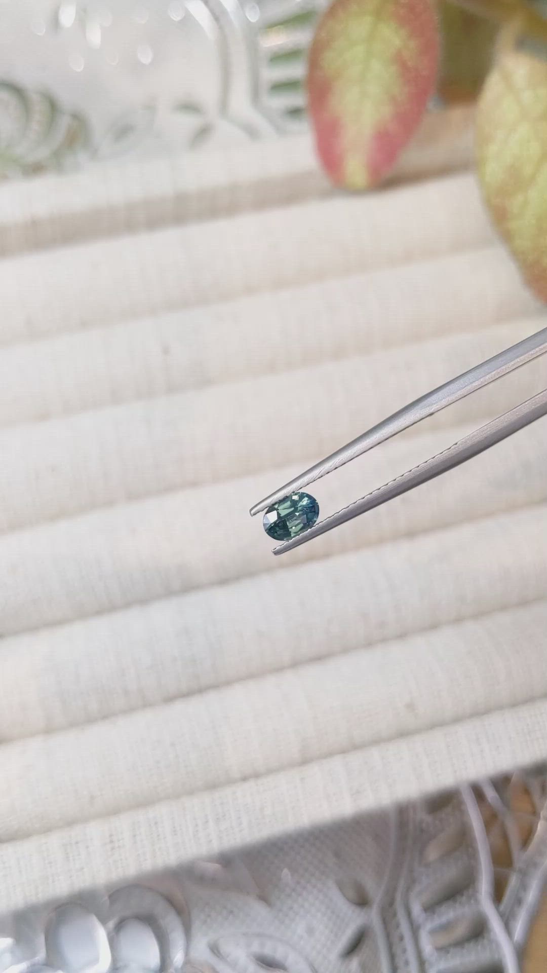 0.62 Ct. Bluish Green Sapphire from Madagascar Size Video