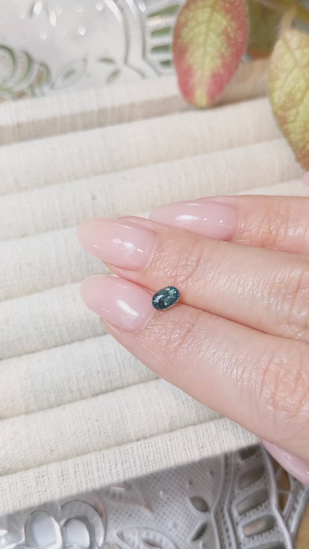 0.62 Ct. Bluish Green Sapphire from Madagascar Size Video