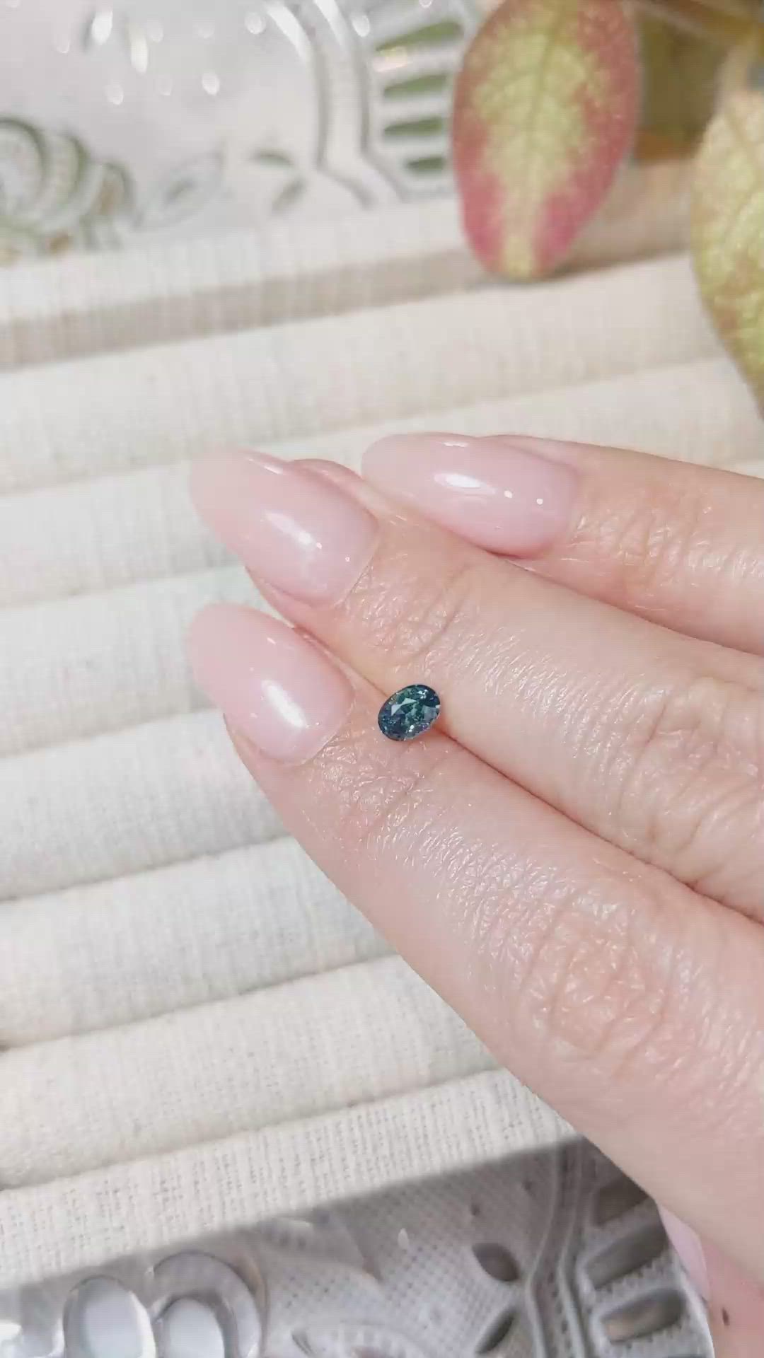 0.52 Ct. Greenish Blue Sapphire from Madagascar Size Video