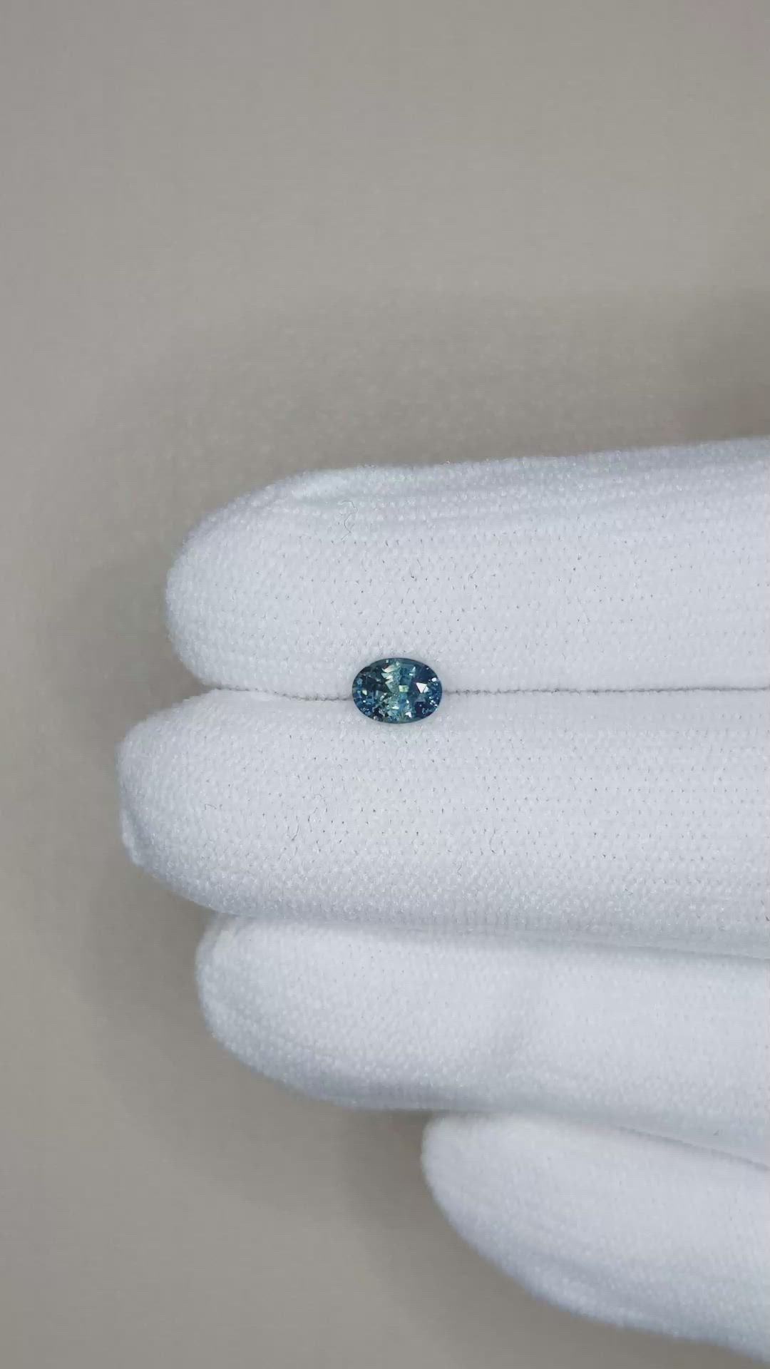 0.52 Ct. Greenish Blue Sapphire from Madagascar Size Video