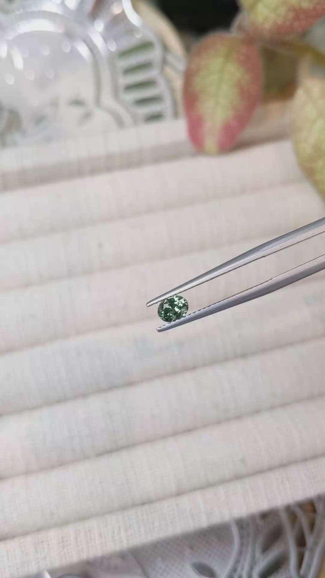 0.56 Ct. Bluish Green Sapphire from Madagascar Size Video