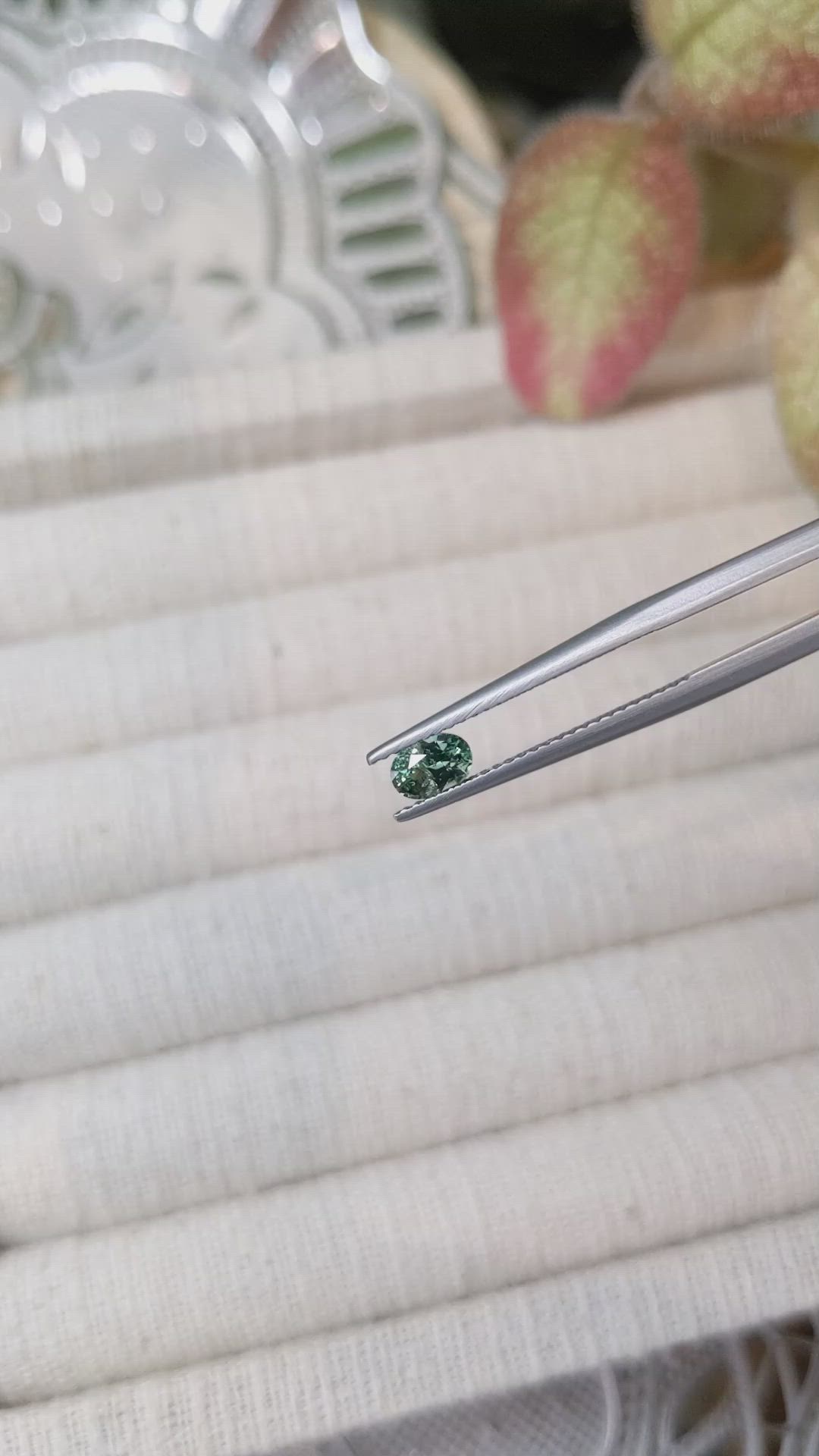 0.57 Ct. Bluish Green Sapphire from Madagascar Size Video