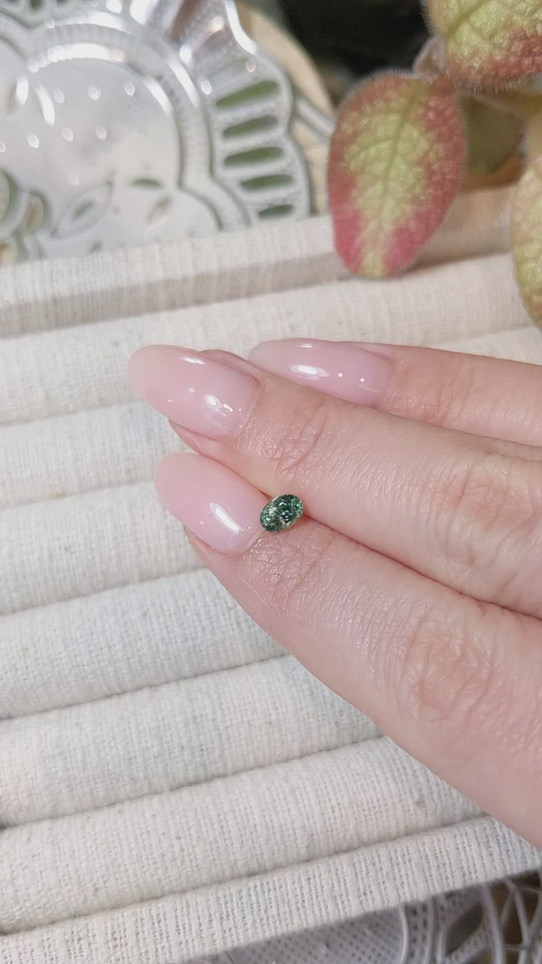 0.57 Ct. Bluish Green Sapphire from Madagascar Size Video