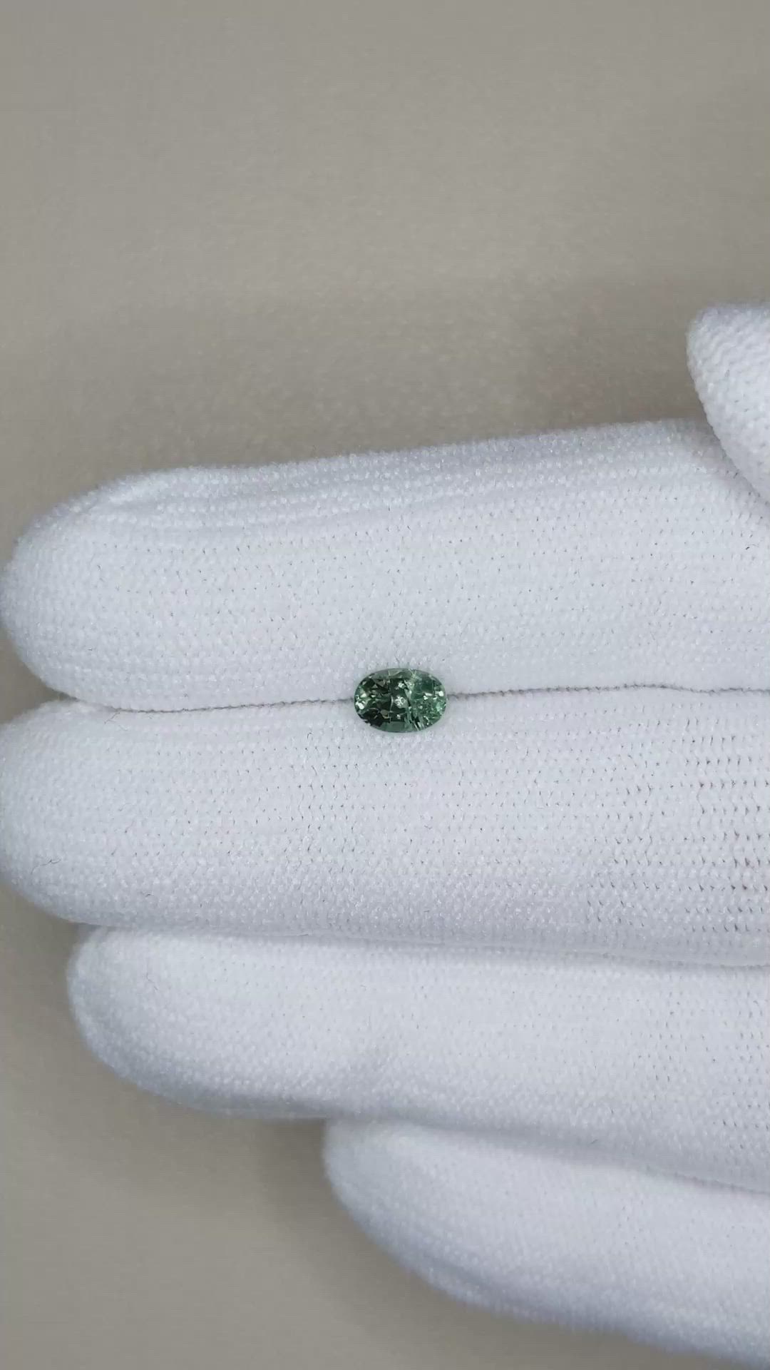 0.57 Ct. Bluish Green Sapphire from Madagascar Size Video