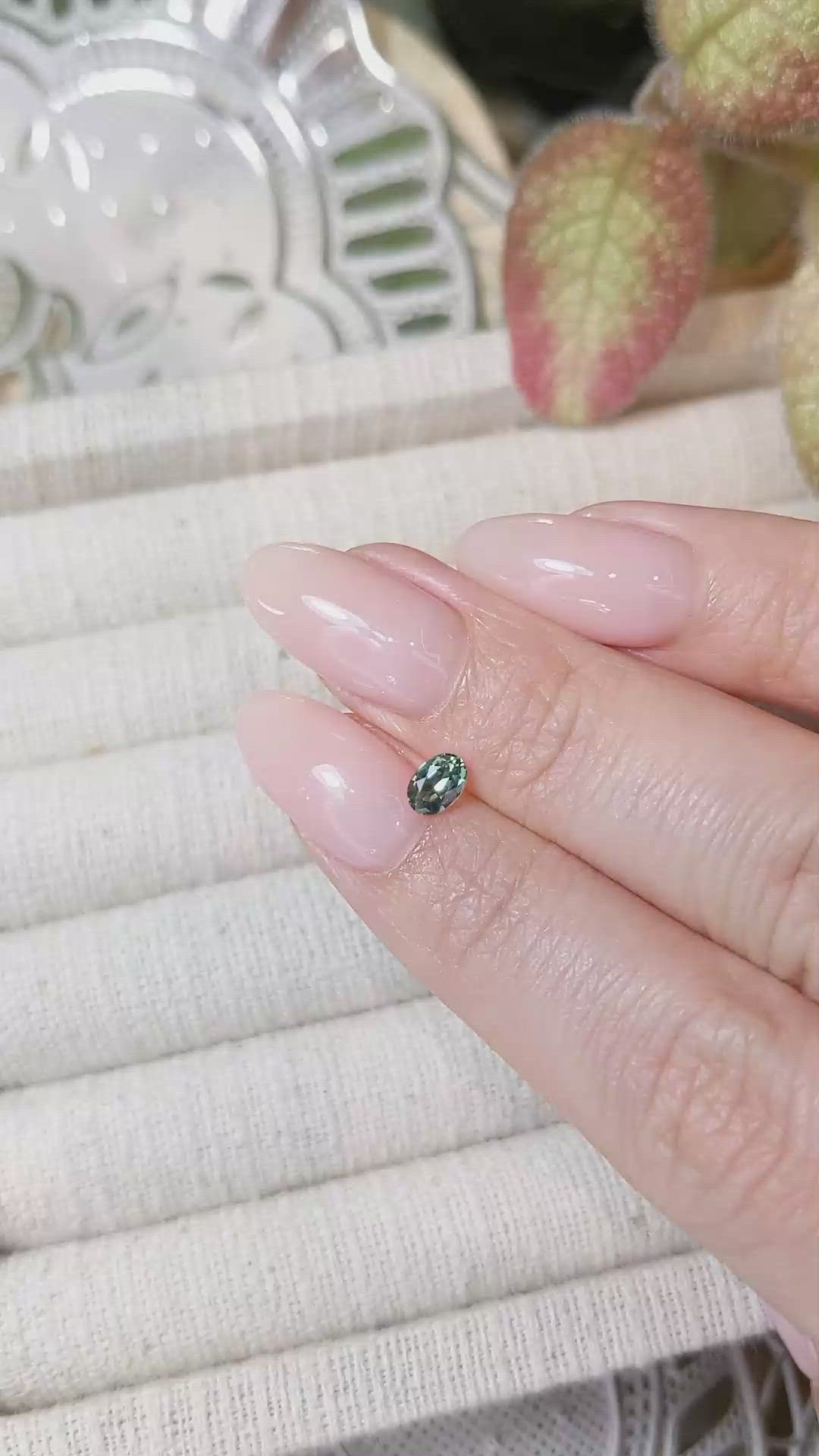 0.42 Ct. Bluish Green Sapphire from Madagascar Size Video