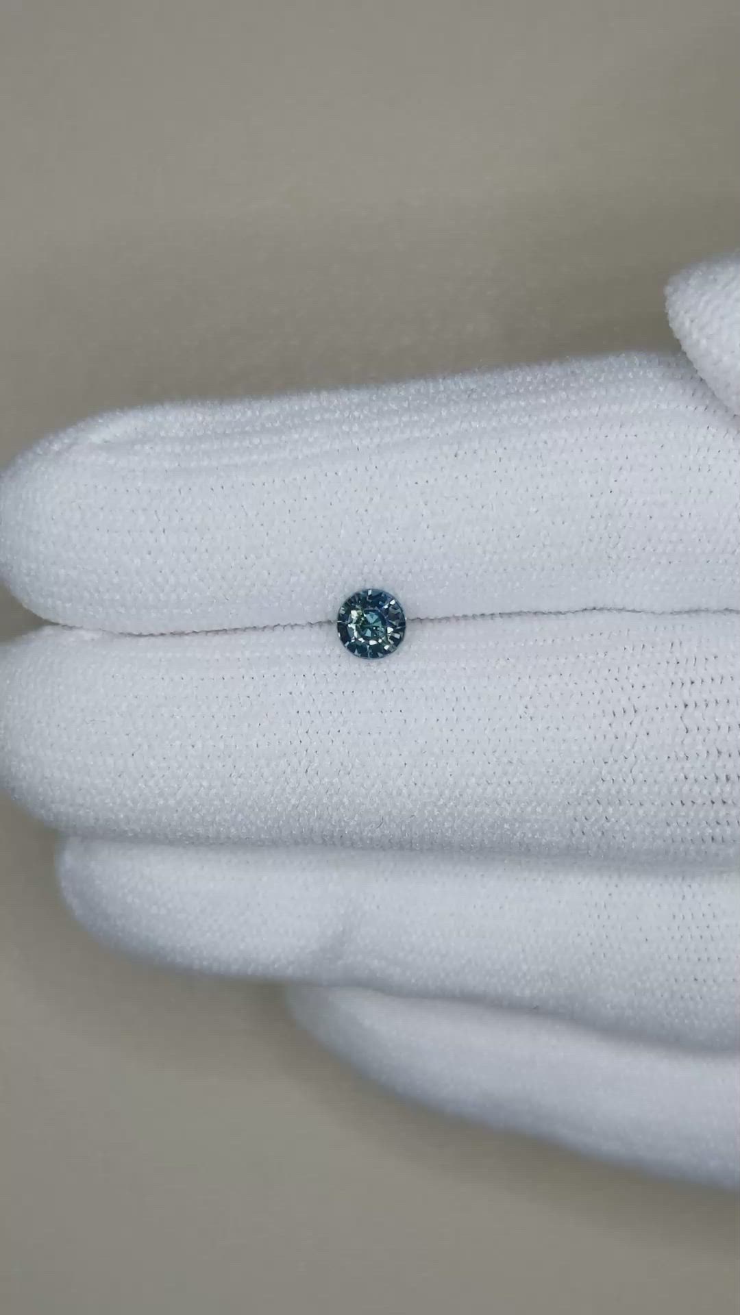 0.38 Ct. Greenish Blue Sapphire from Madagascar Size Video
