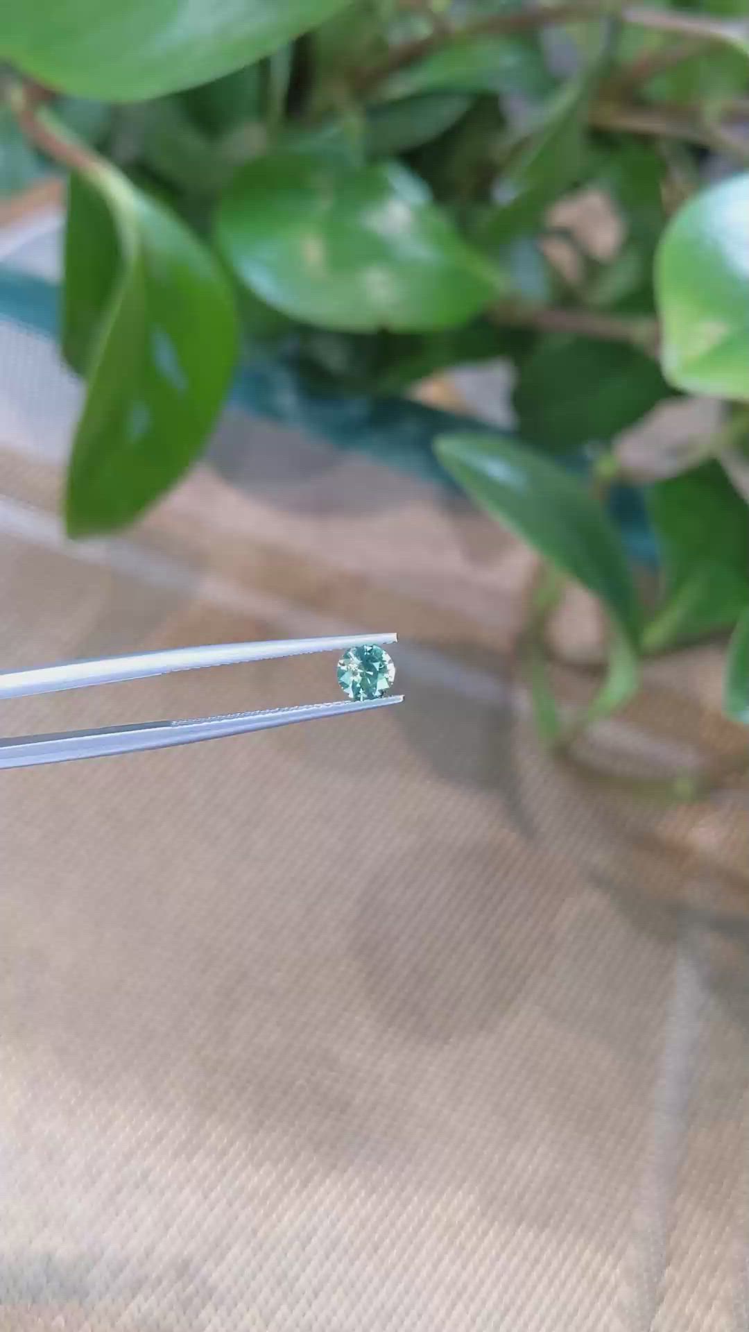 0.54 Ct. Bluish Green Sapphire from Madagascar Size Video