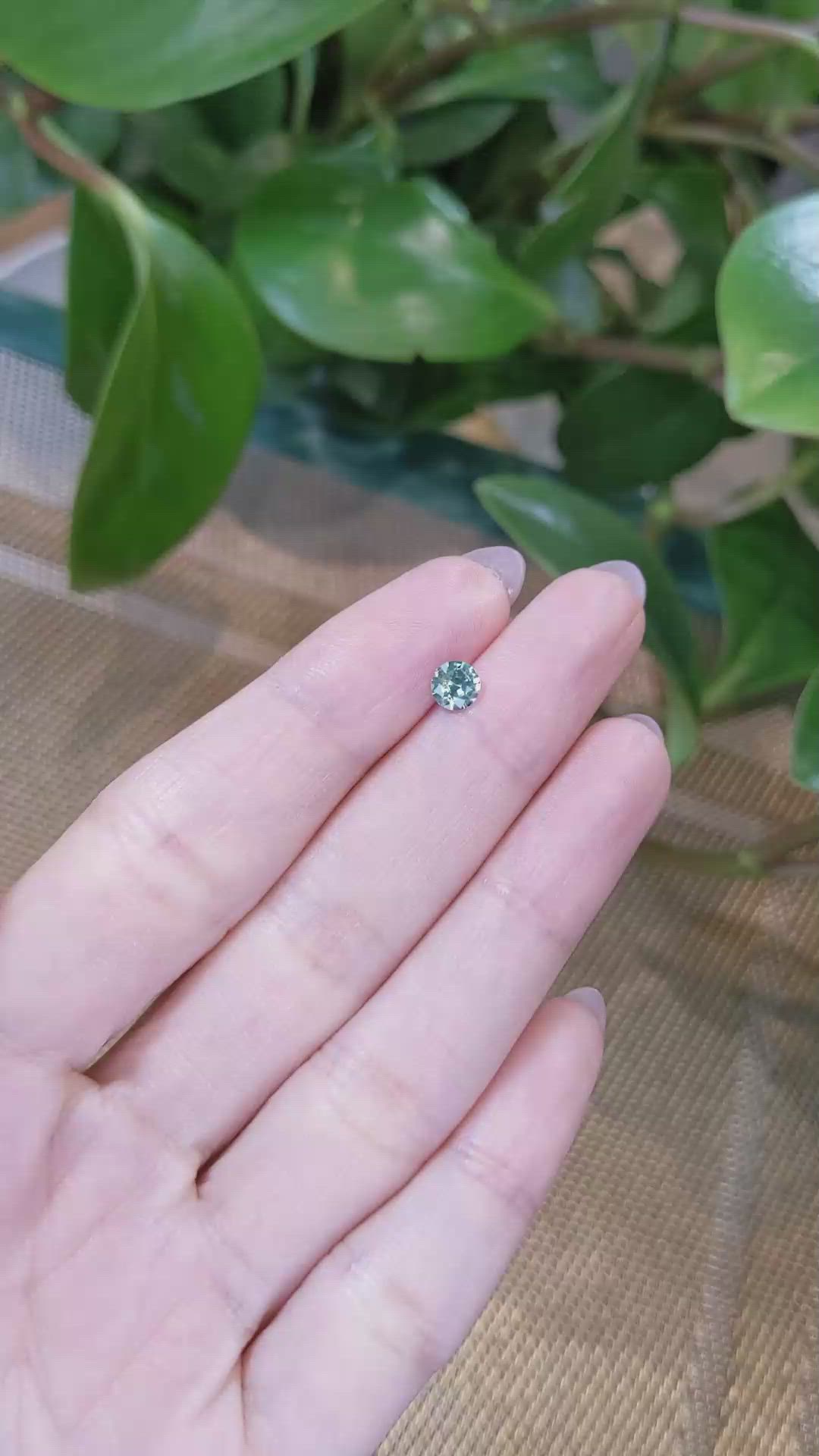 0.54 Ct. Bluish Green Sapphire from Madagascar Size Video