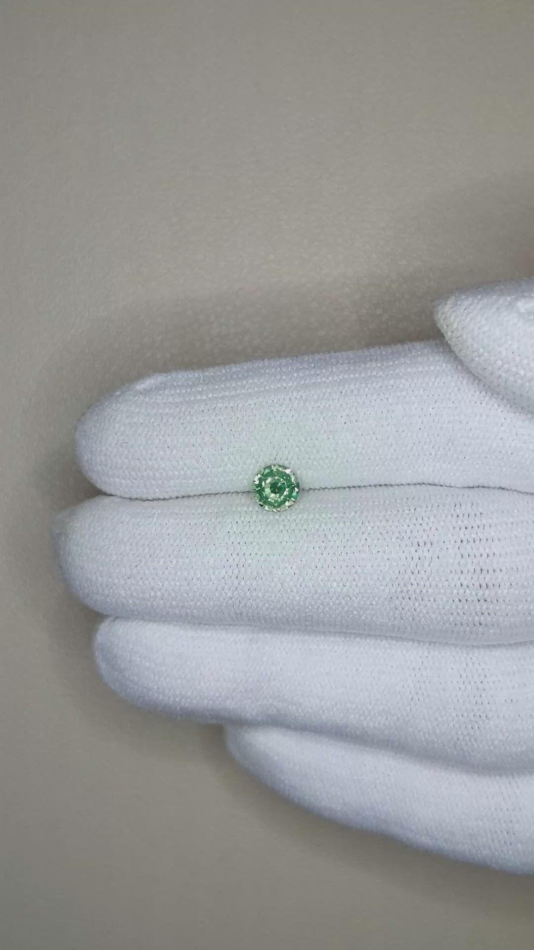 0.54 Ct. Bluish Green Sapphire from Madagascar Size Video