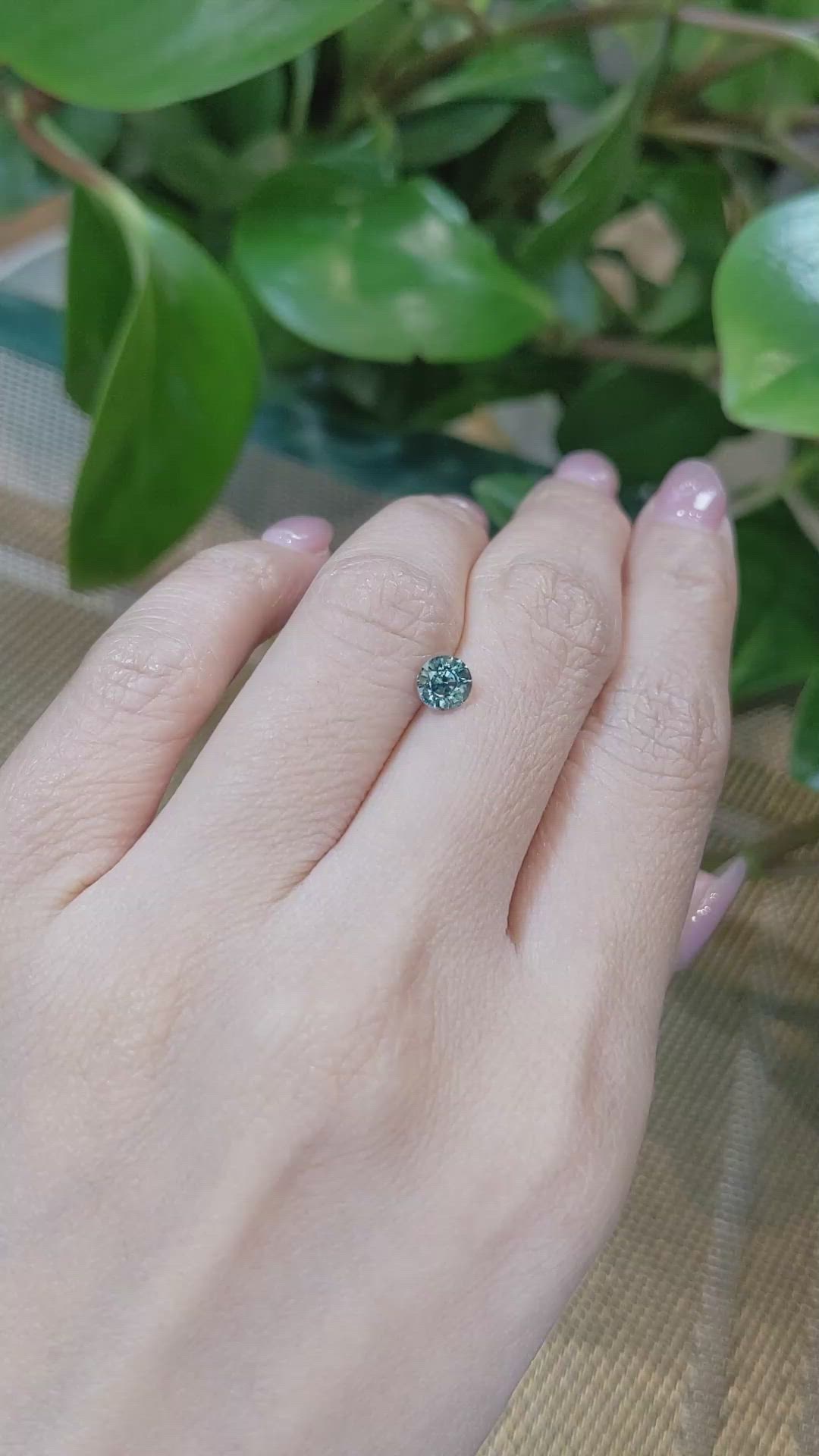 0.77 Ct. Bluish Green Sapphire from Madagascar Size Video