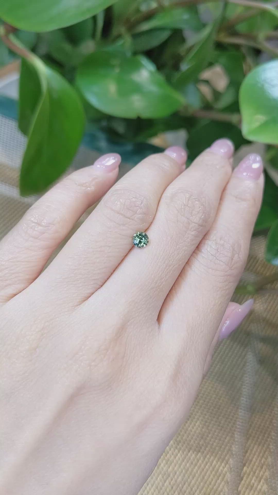 0.44 Ct. Bluish Green Sapphire from Madagascar Size Video