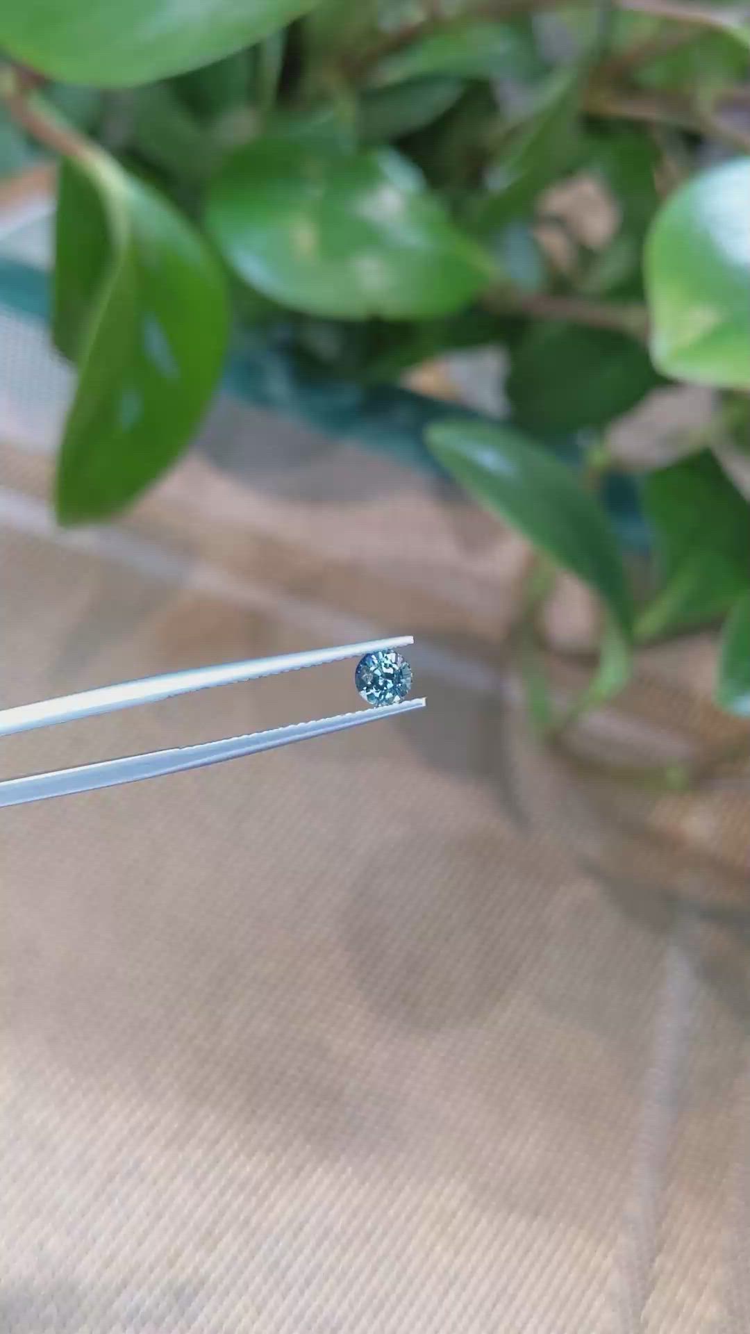 0.60 Ct. Bluish Green Sapphire from Madagascar Size Video