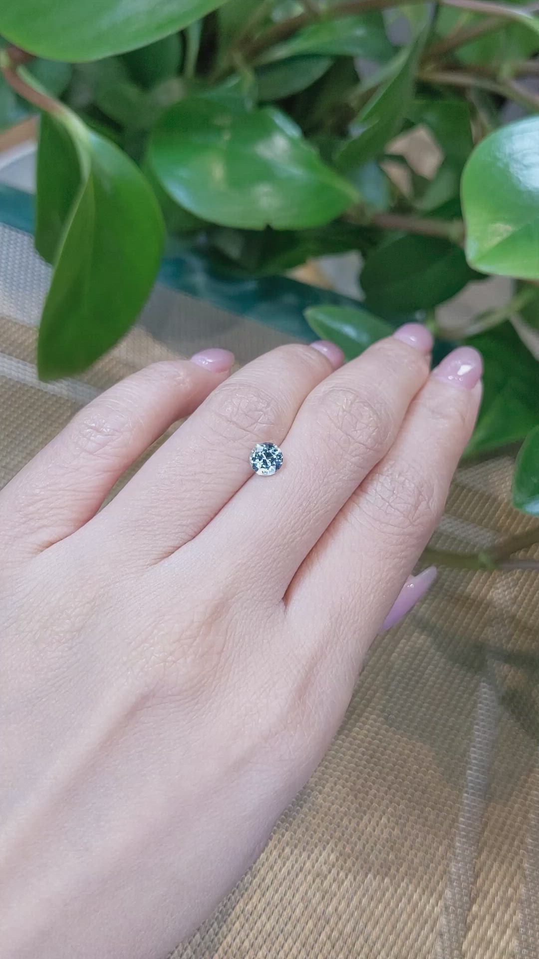 0.81 Ct. Greenish Blue Sapphire from Madagascar Size Video