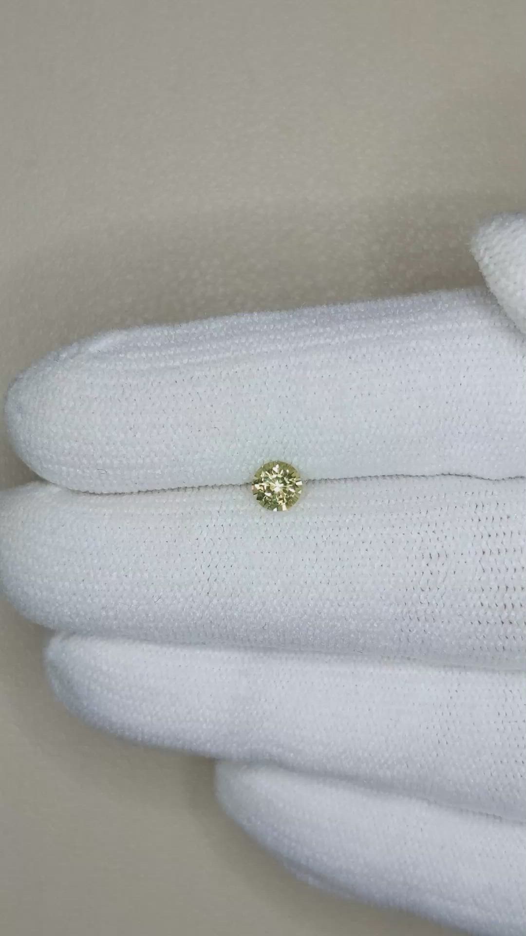 0.37 Ct. Greenish Yellow Sapphire from Madagascar Size Video