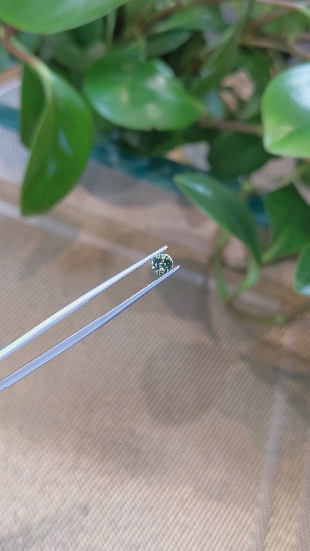 0.46 Ct. Bluish Green Sapphire from Madagascar Size Video