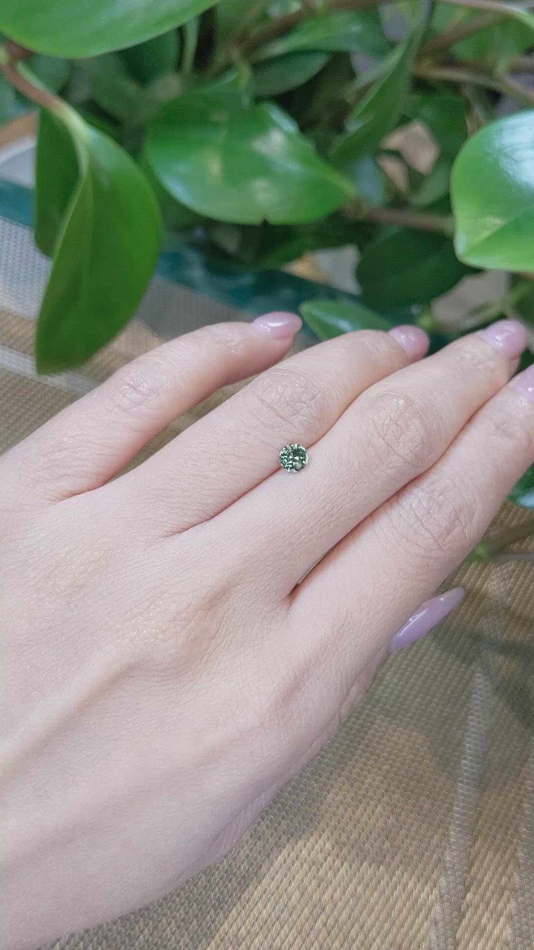 0.46 Ct. Bluish Green Sapphire from Madagascar Size Video