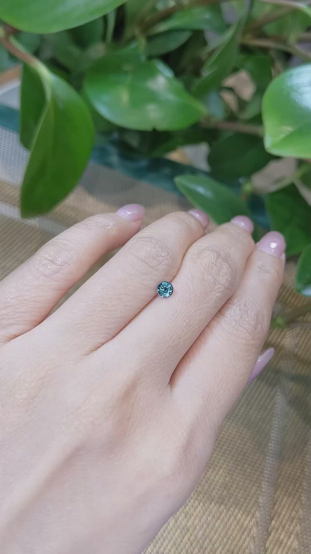 0.38 Ct. Greenish Blue Sapphire from Madagascar Size Video