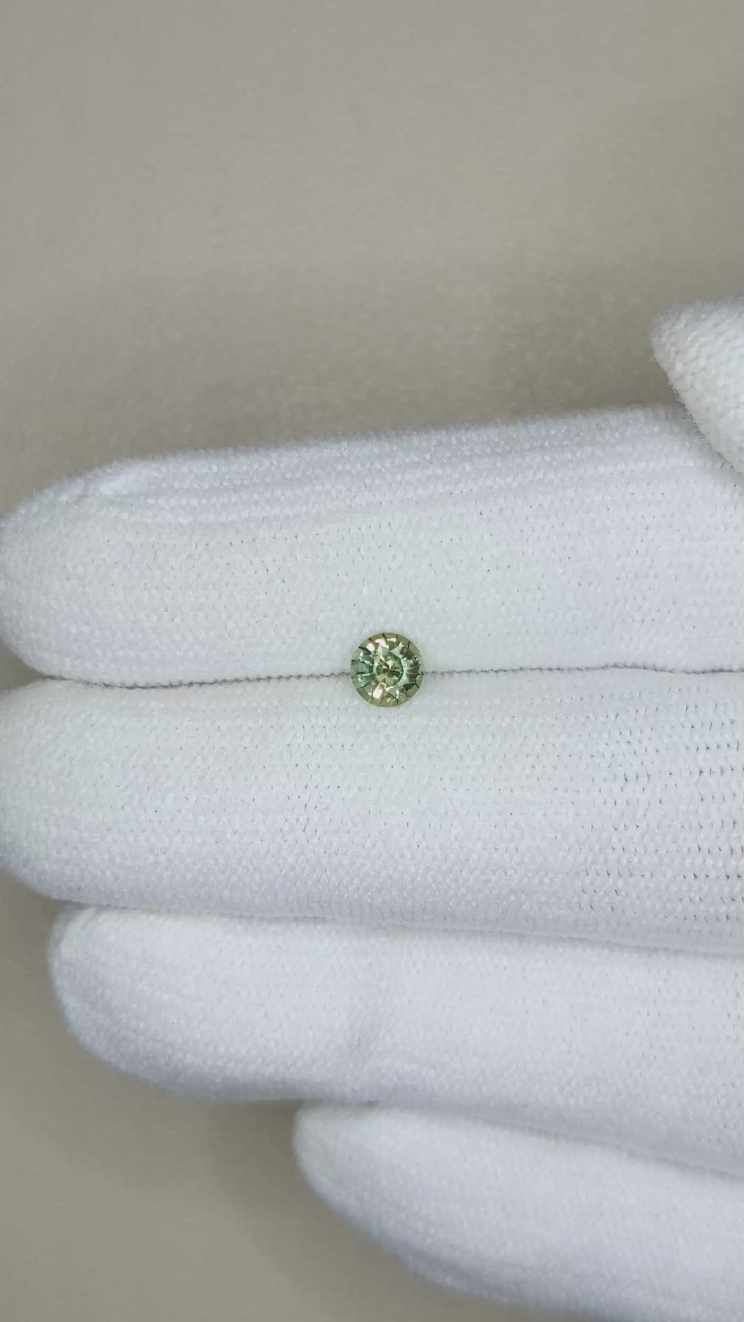 0.40 Ct. Yellowish Green Sapphire from Madagascar Size Video