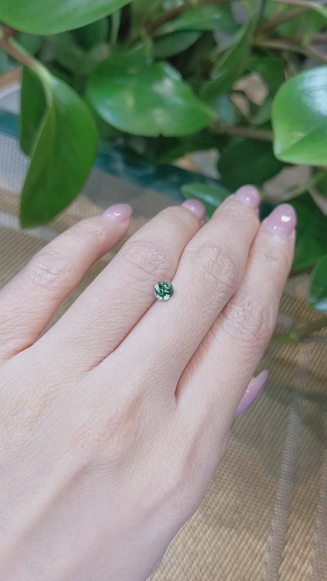 0.57 Ct. Bluish Green Sapphire from Madagascar Size Video