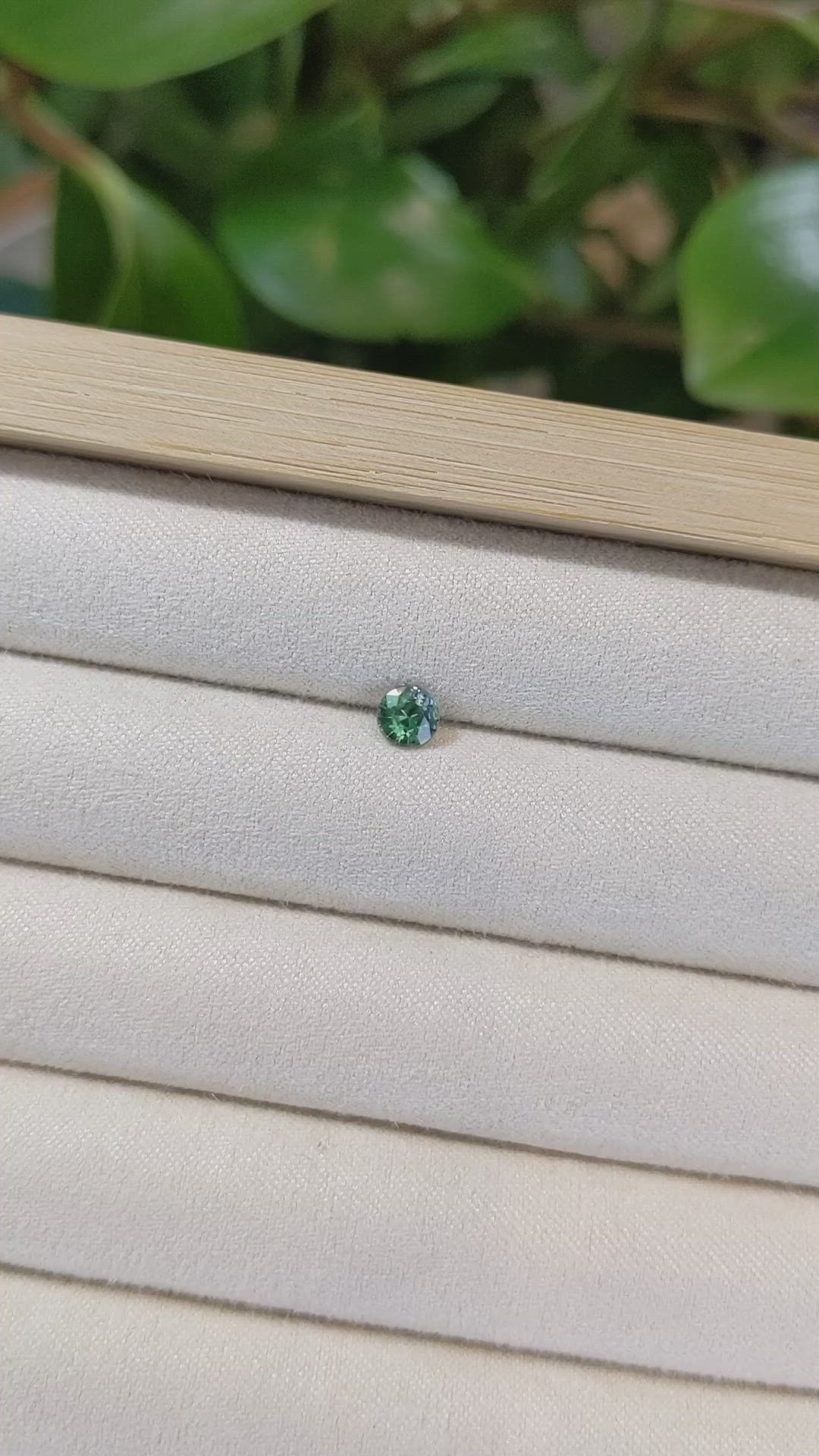 0.54 Ct. Bluish Green Sapphire from Madagascar Size Video