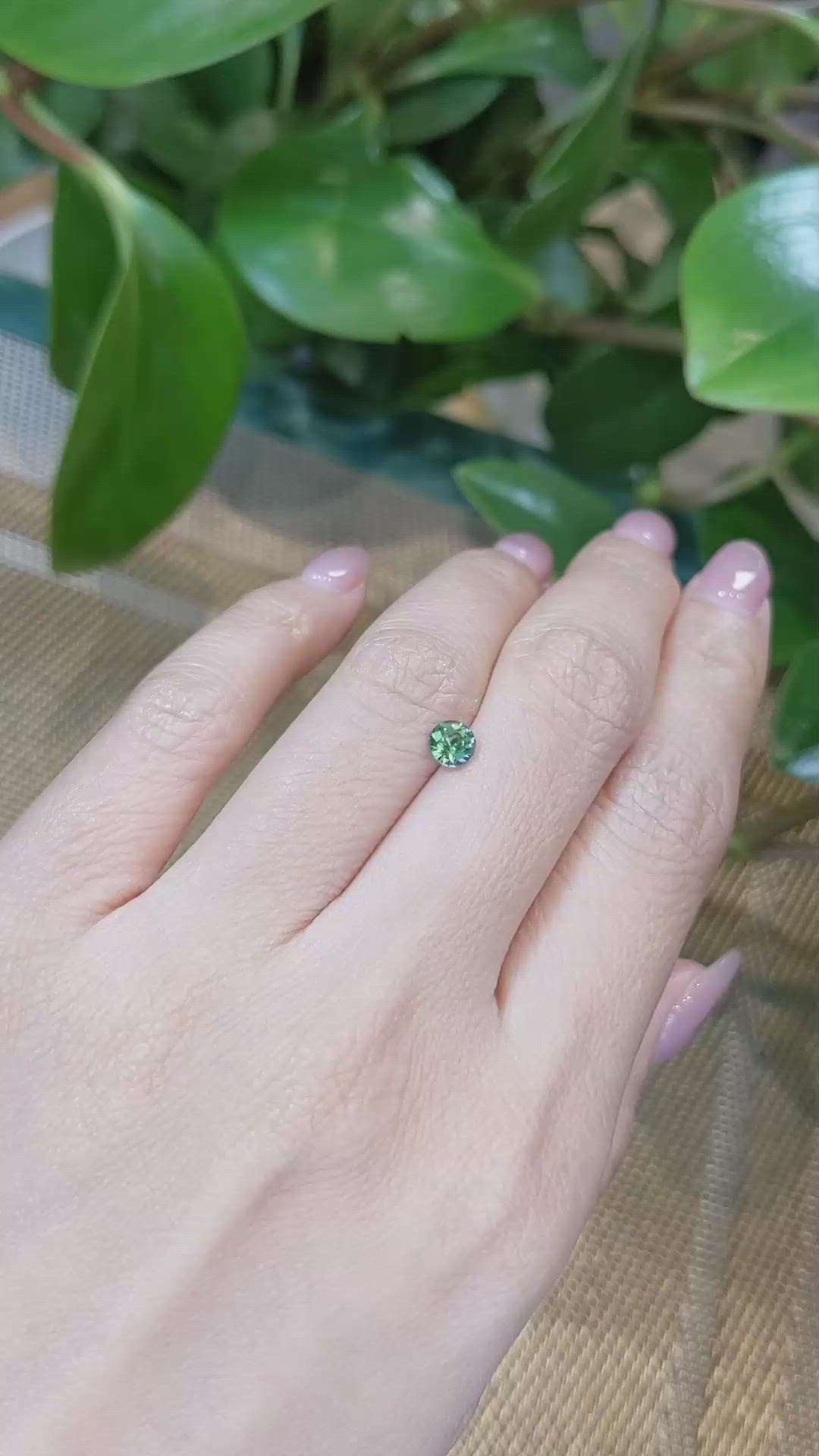 0.54 Ct. Bluish Green Sapphire from Madagascar Size Video