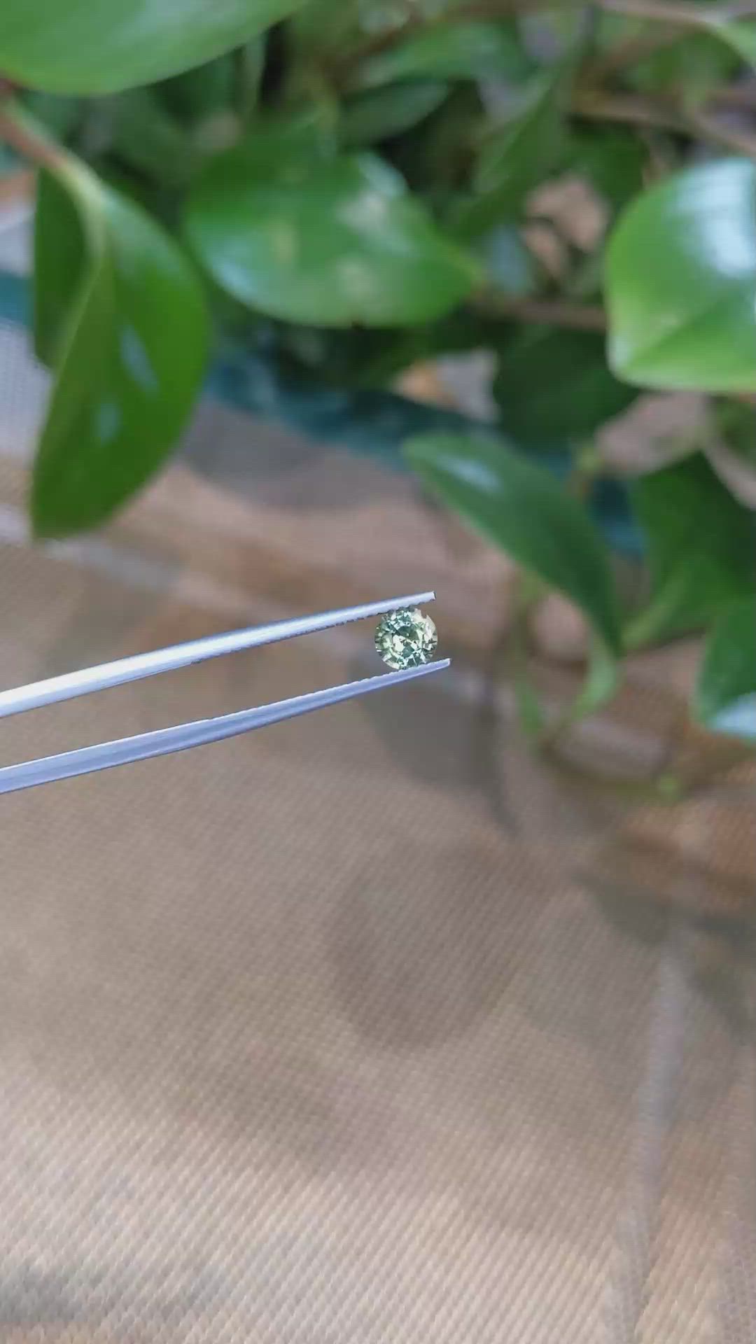 0.71 Ct. Bluish Green Sapphire from Madagascar Size Video