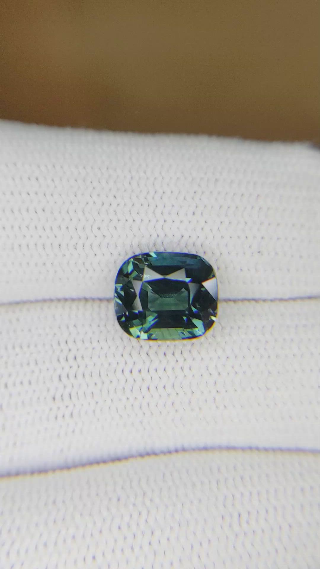 4.11 Ct. Bluish Green Sapphire from Madagascar Size Video