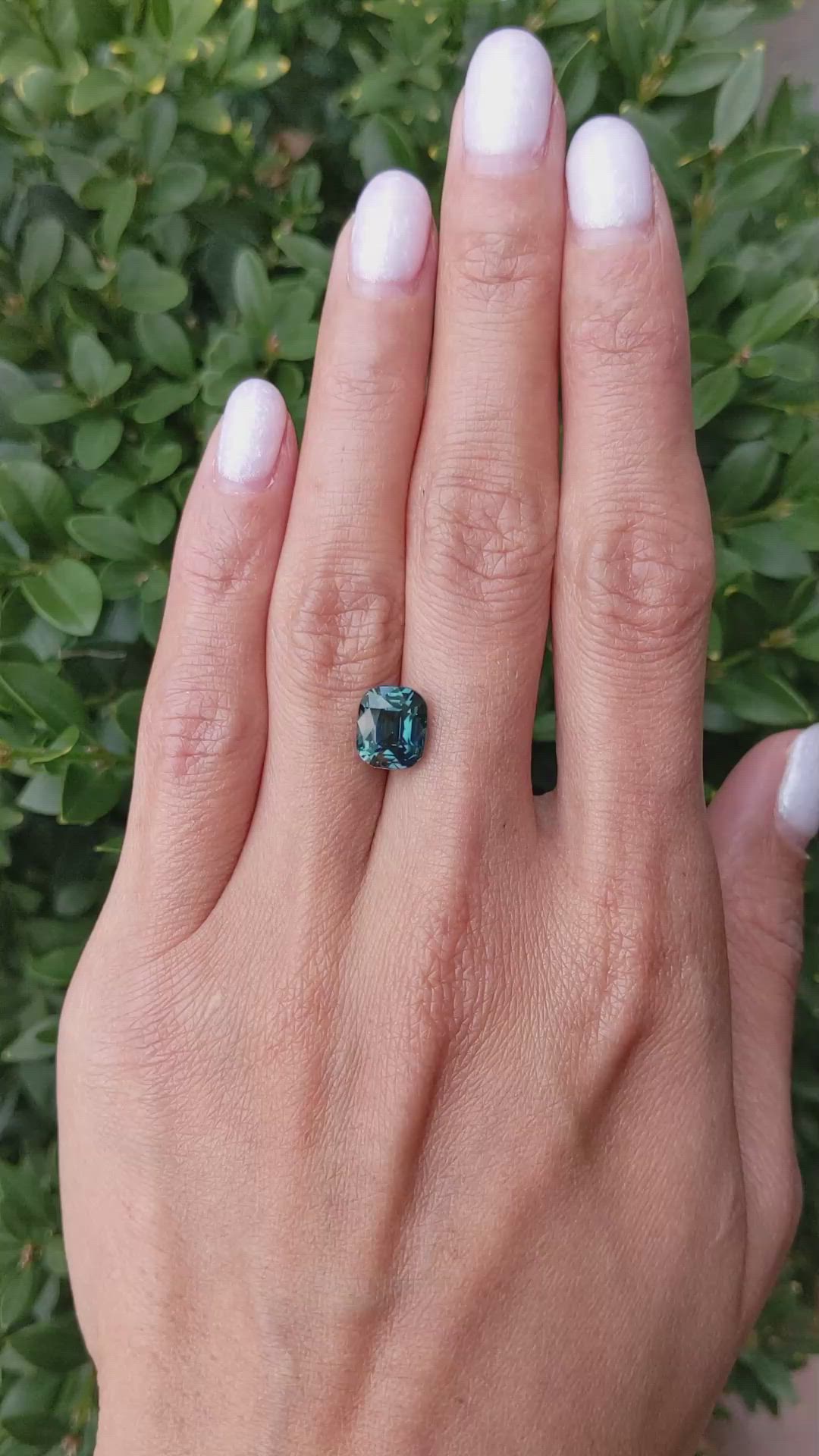 4.11 Ct. Bluish Green Sapphire from Madagascar Size Video