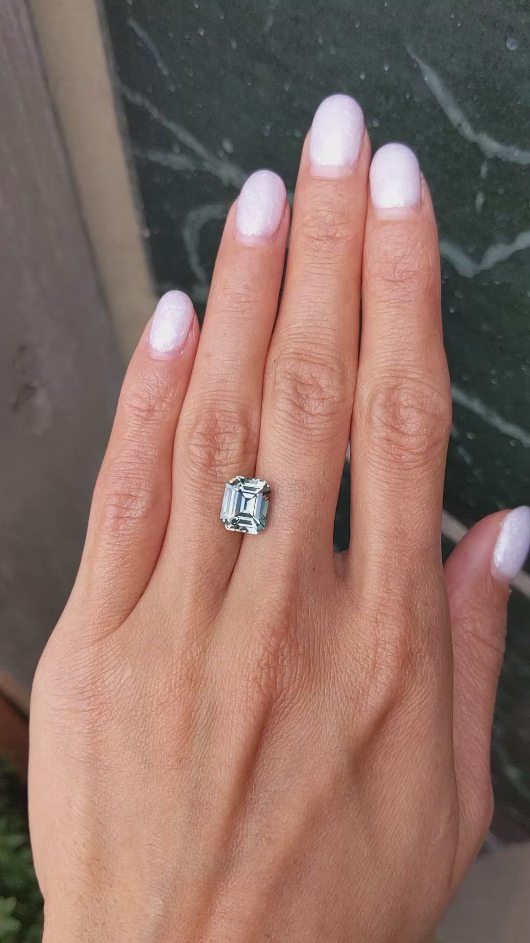 4.18 Ct. Bluish Green Sapphire from Madagascar Size Video