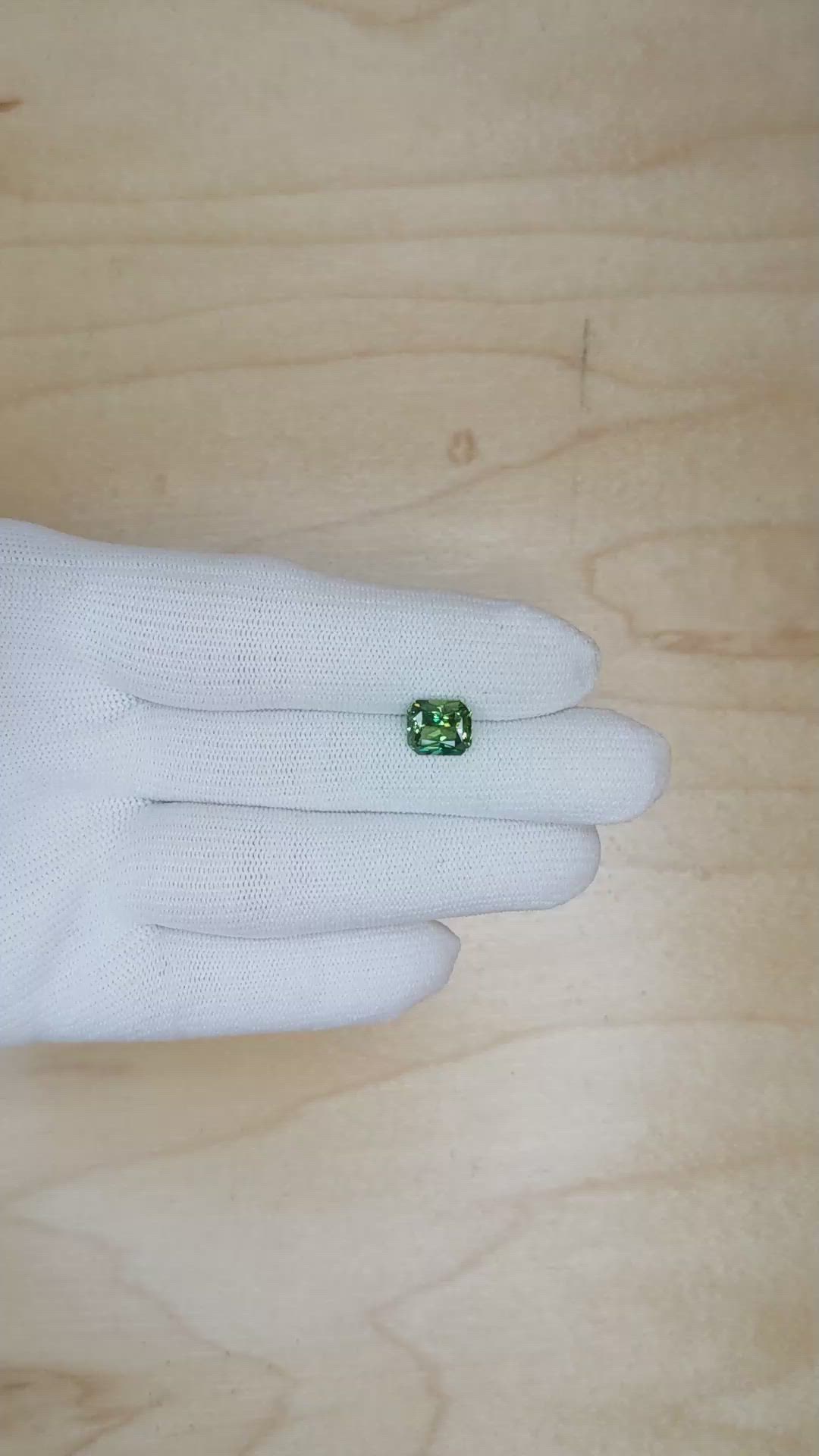 2.74 Ct. Bluish Green Sapphire from Madagascar Size Video