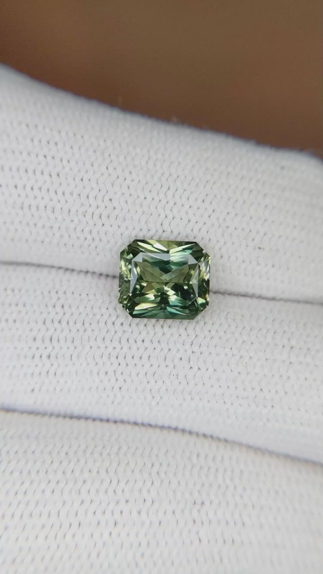 2.74 Ct. Bluish Green Sapphire from Madagascar Size Video