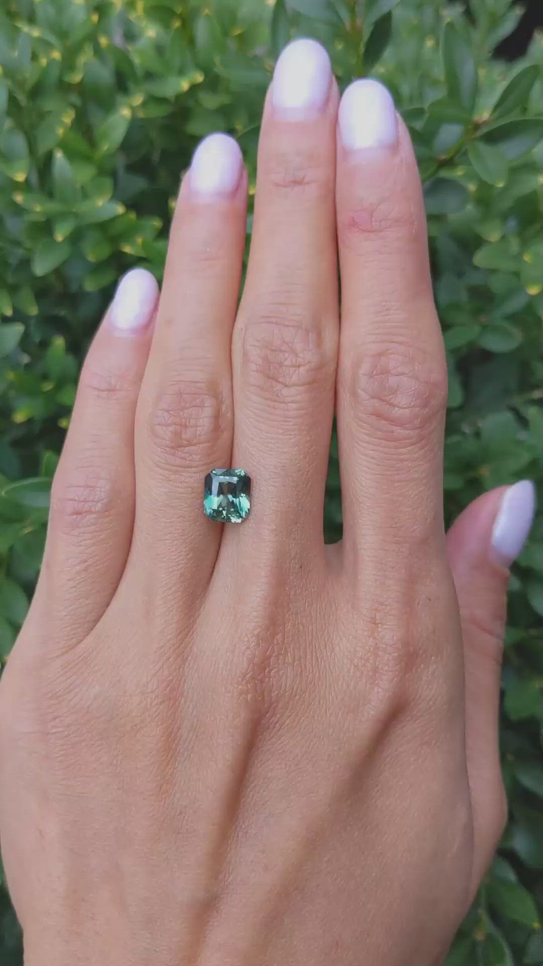 2.74 Ct. Bluish Green Sapphire from Madagascar Size Video