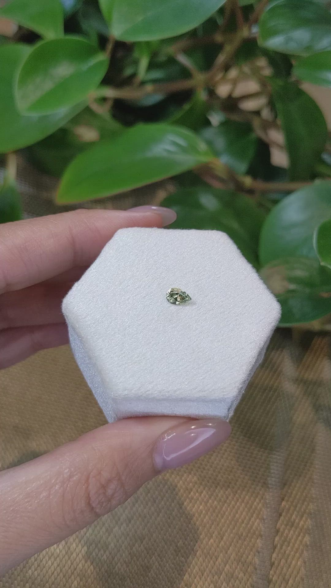 0.44 Ct. Yellowish Green Sapphire from Montana Size Video