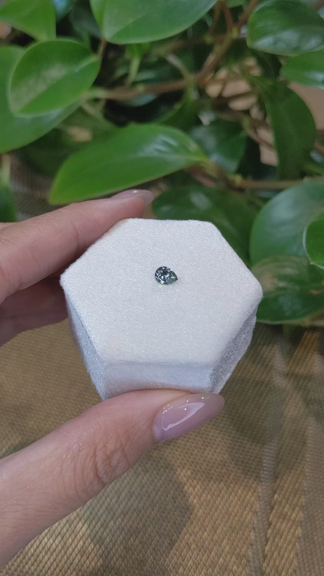 0.47 Ct. Bluish Green Sapphire from Montana Size Video