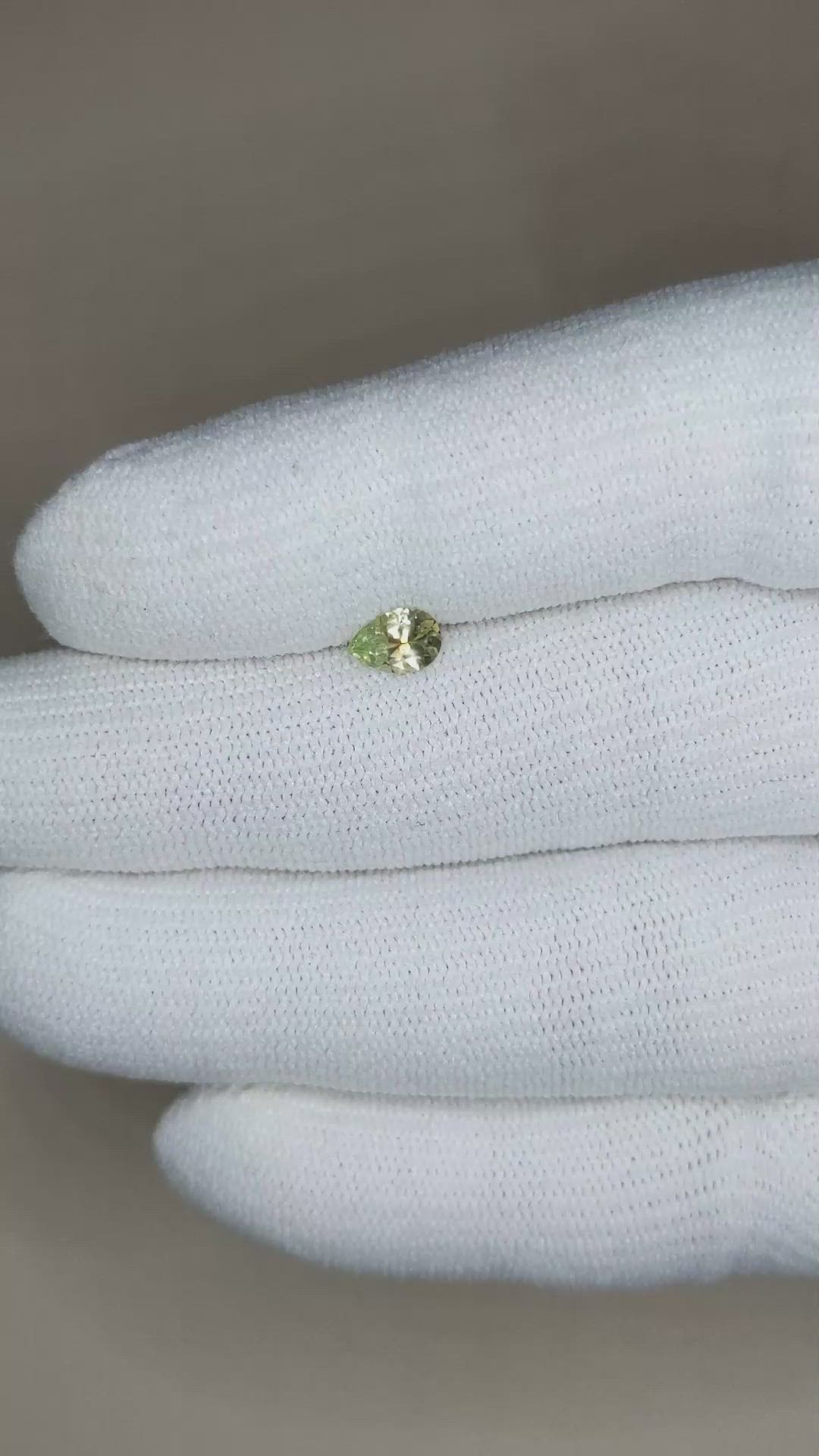 0.47 Ct. Greenish Yellow Sapphire from Montana Size Video