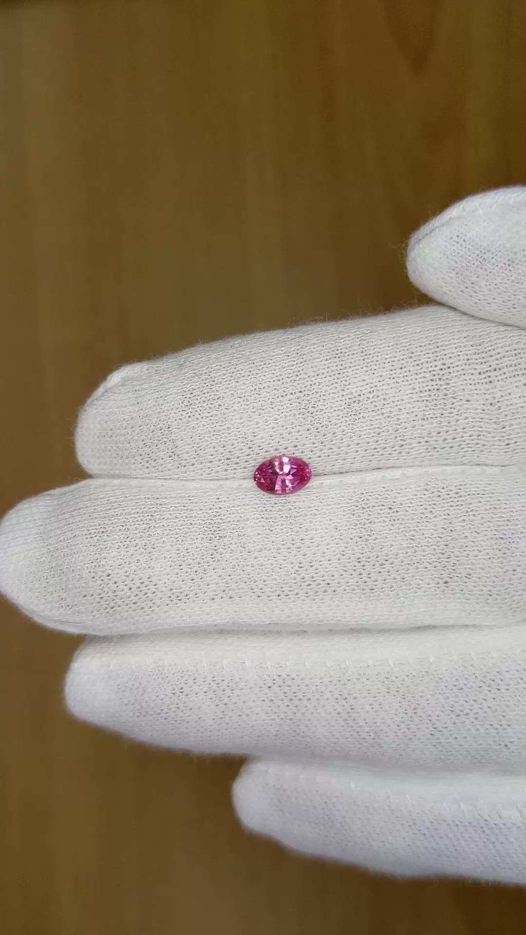 0.53 Ct. Reddish Pink Sapphire from Ceylon (Sri Lanka) Size Video