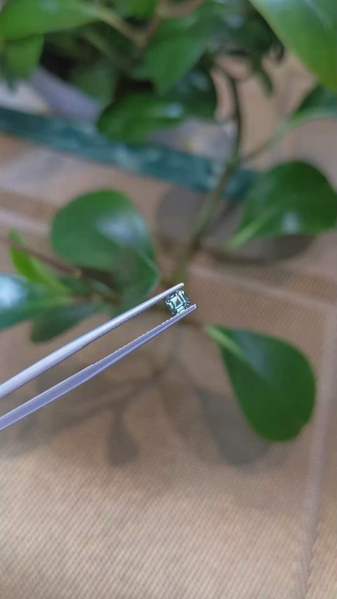 0.29 Ct. Bluish Green Sapphire from Montana Size Video