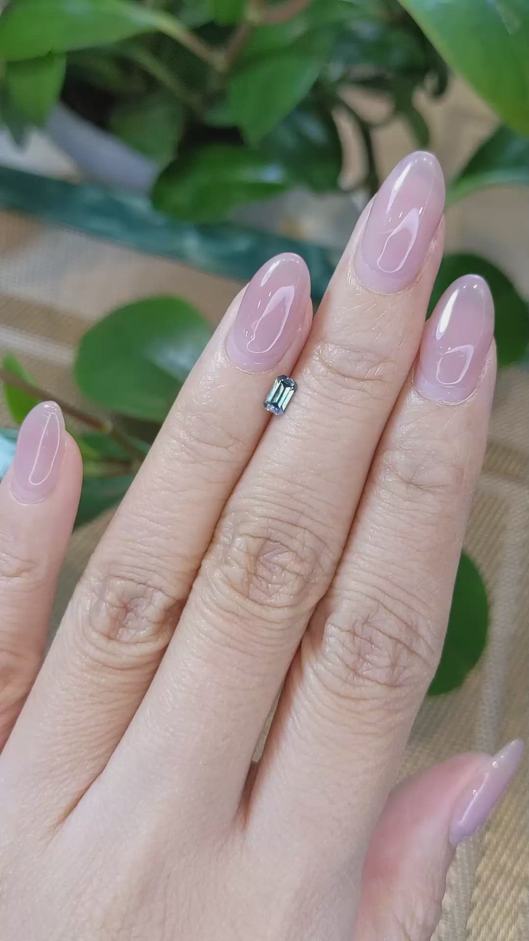 0.37 Ct. Bluish Green Sapphire from Montana Size Video