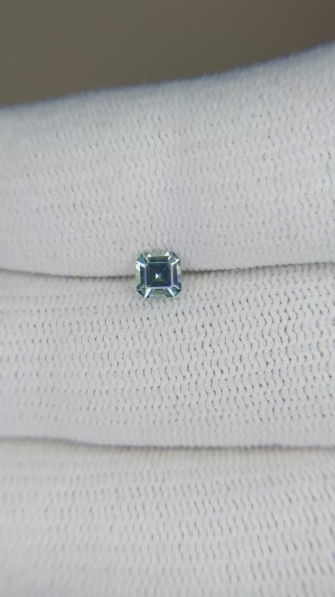 0.39 Ct. Bluish Green Sapphire from Montana Size Video