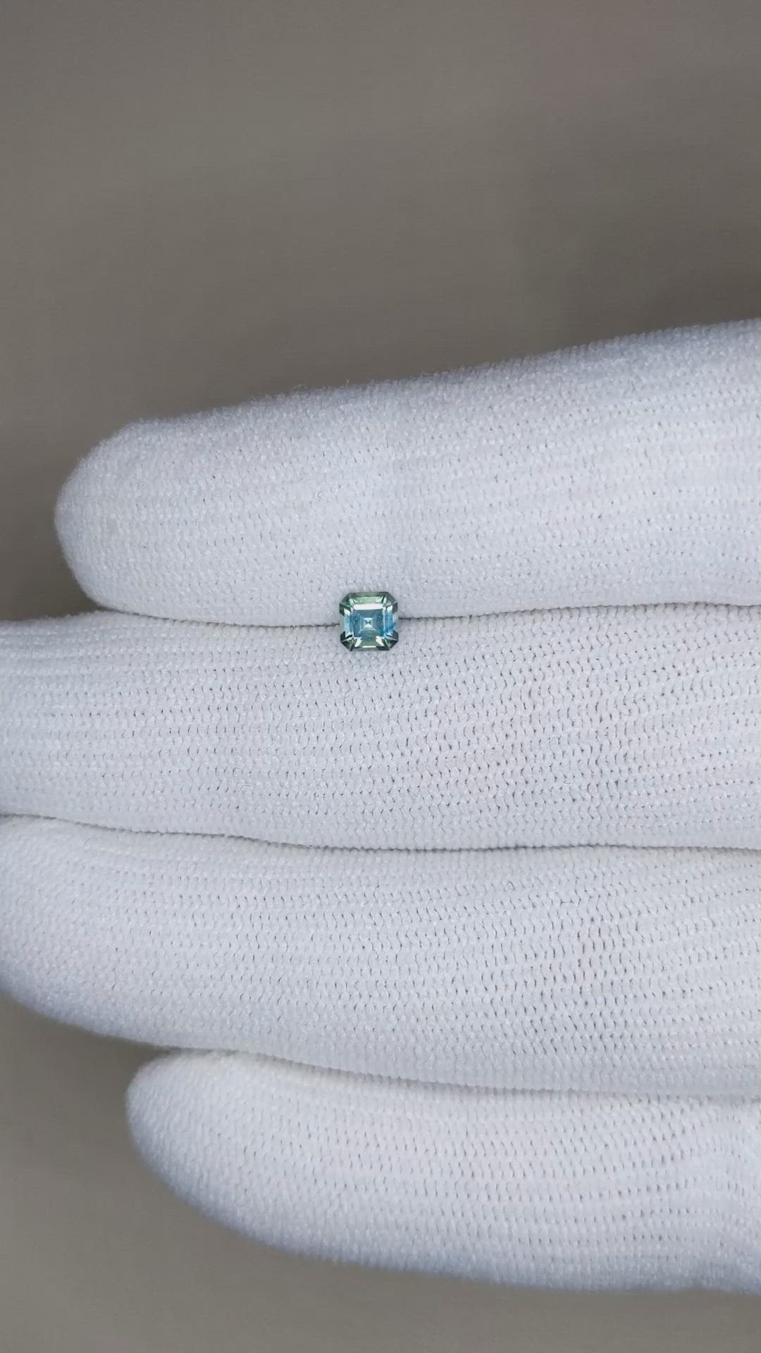 0.39 Ct. Bluish Green Sapphire from Montana Size Video