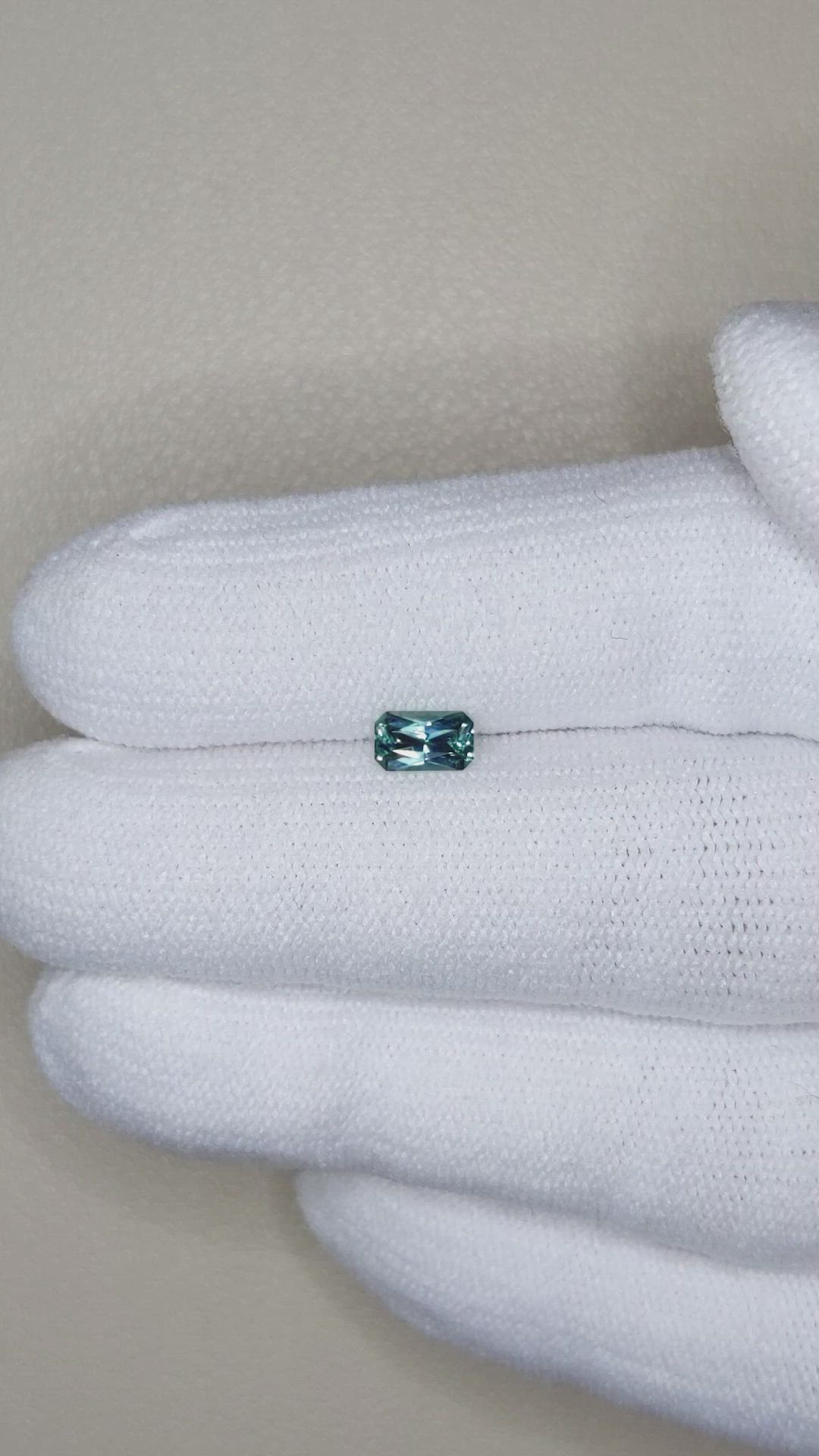 0.41 Ct. Bluish Green Sapphire from Montana Size Video