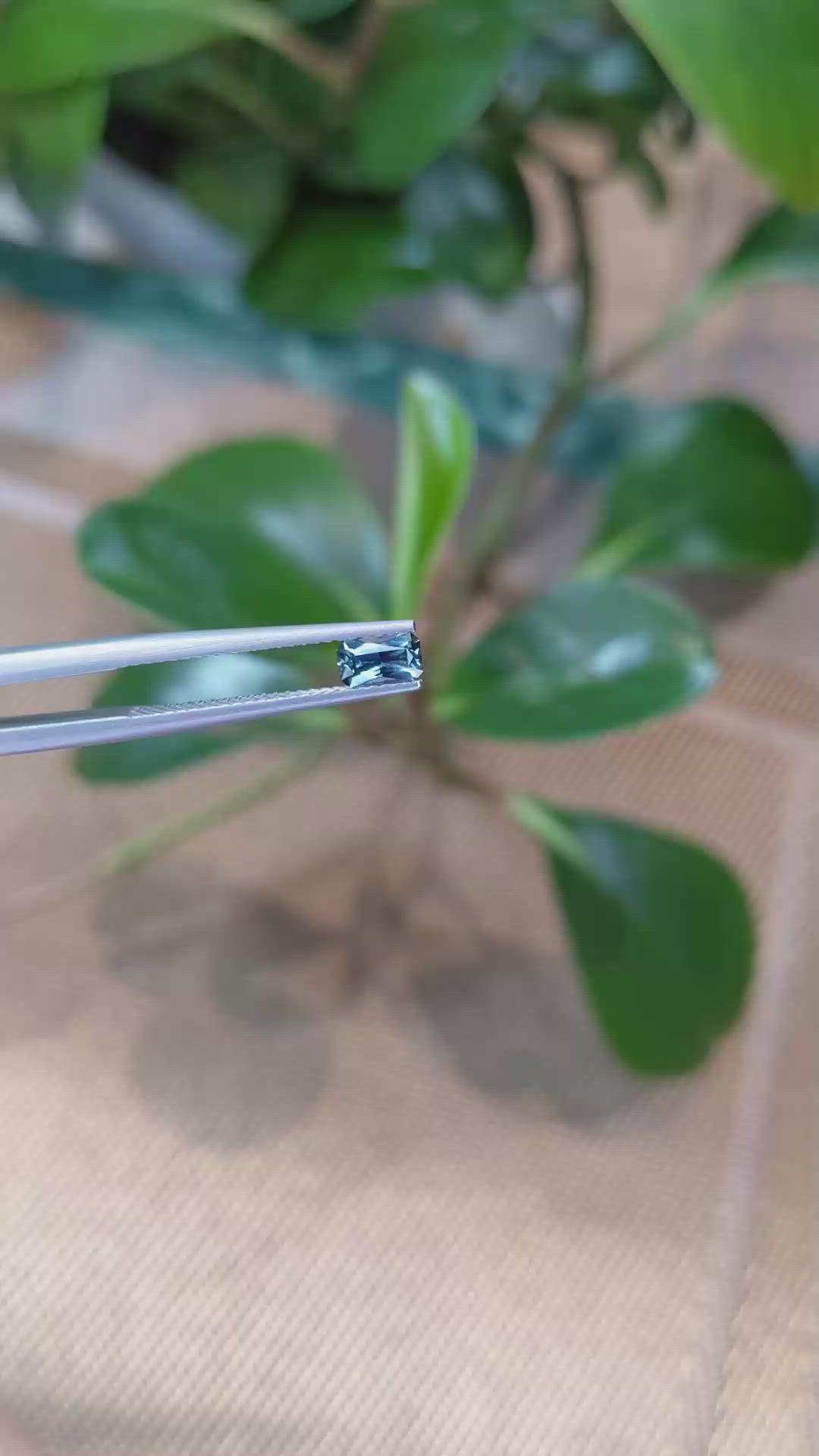 0.41 Ct. Bluish Green Sapphire from Montana Size Video