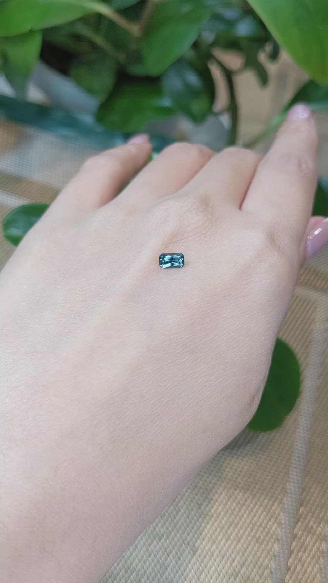 0.41 Ct. Bluish Green Sapphire from Montana Size Video