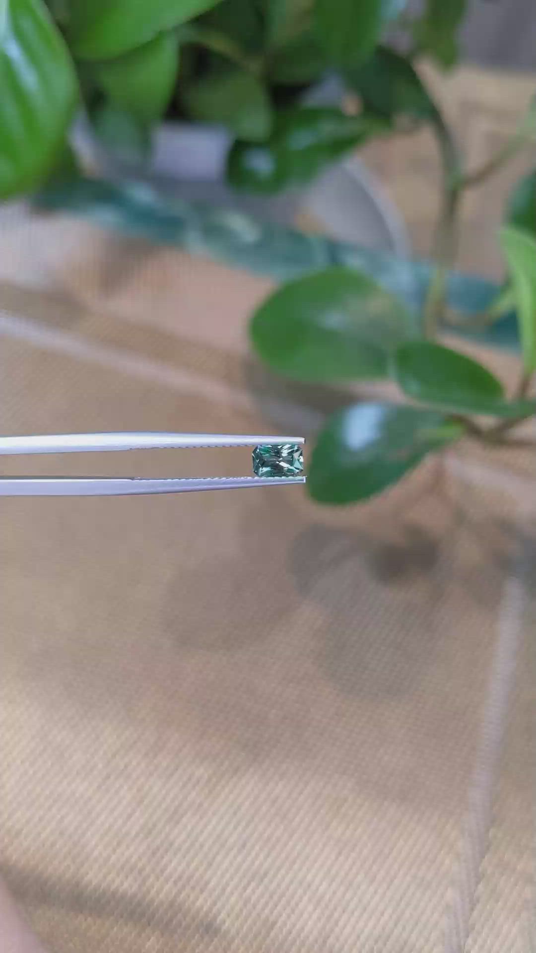 0.43 Ct. Bluish Green Sapphire from Ceylon (Sri Lanka) Size Video