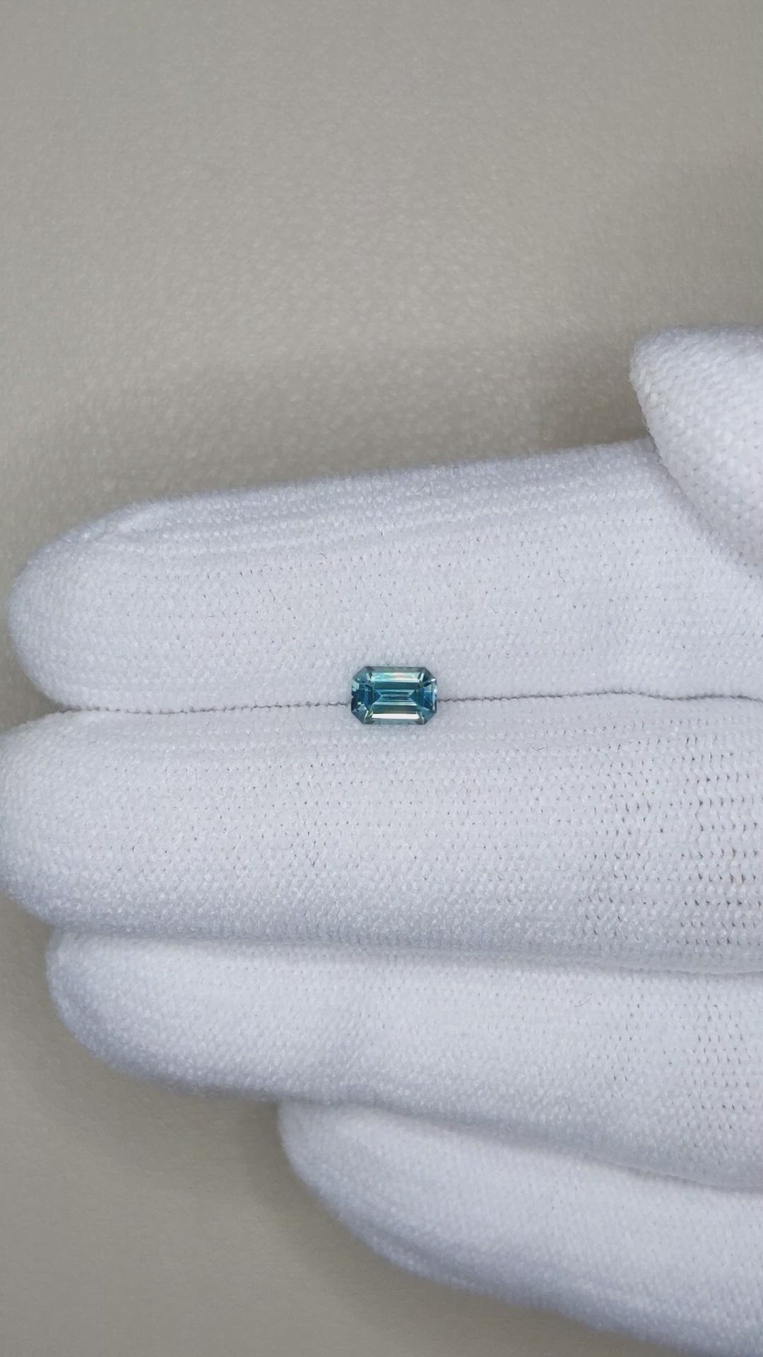 0.45 Ct. Bluish Green Sapphire from Montana Size Video