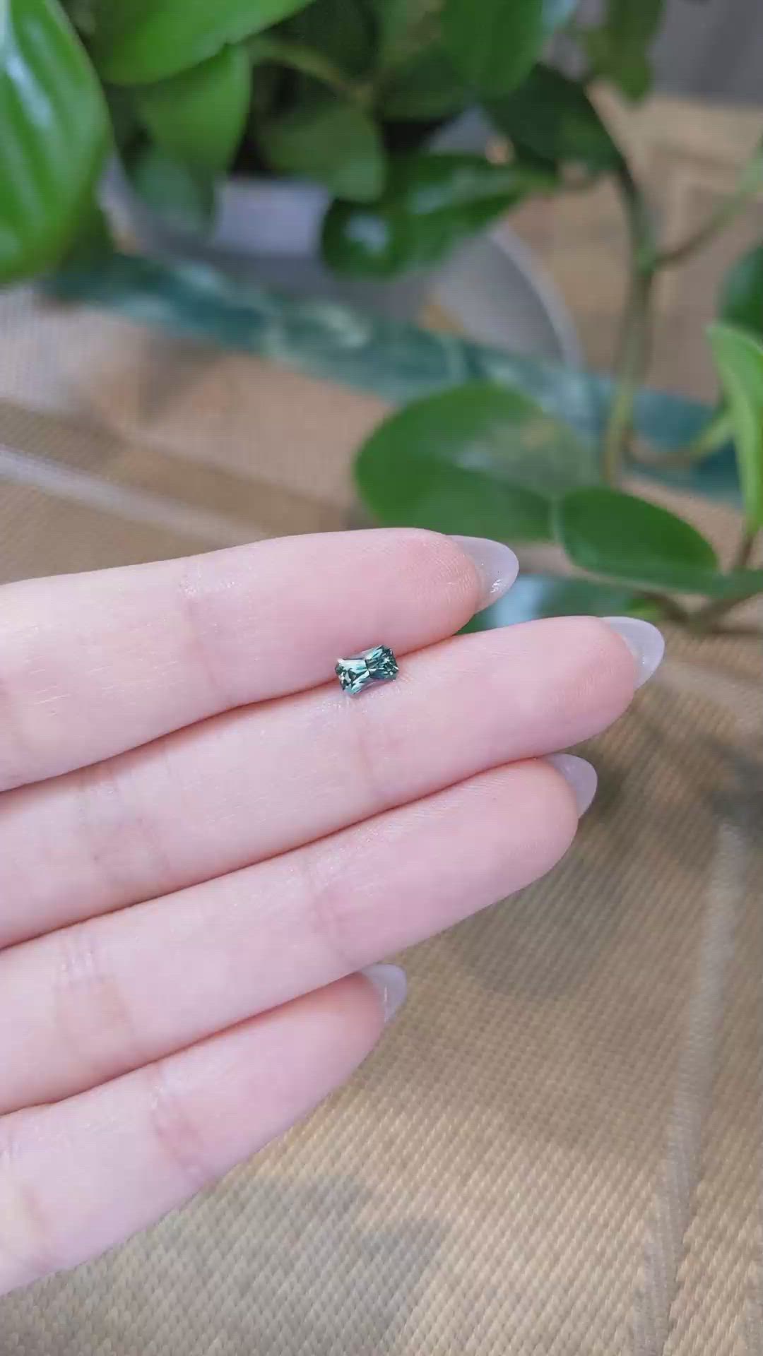 0.45 Ct. Bluish Green Sapphire from Montana Size Video