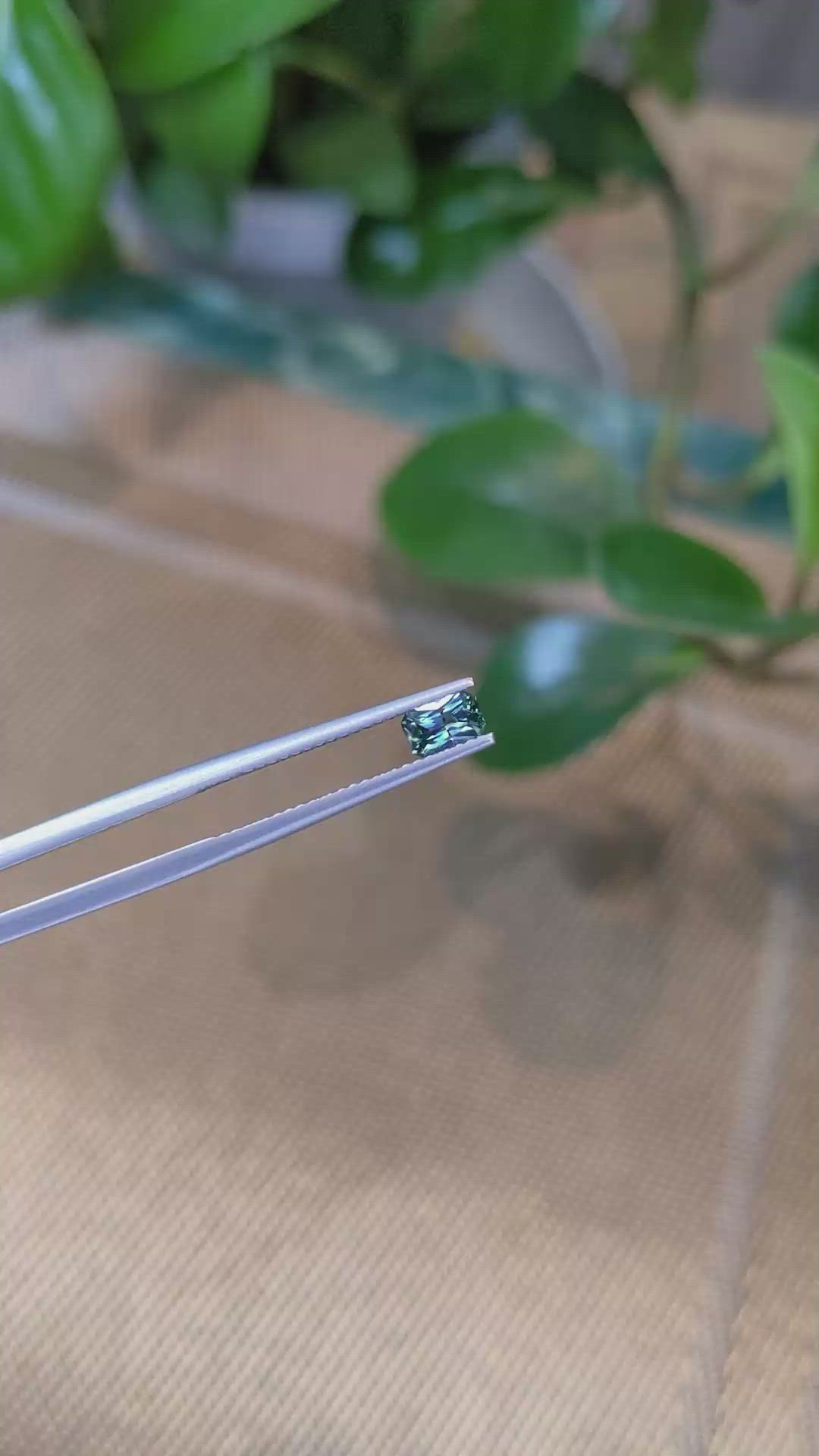 0.45 Ct. Bluish Green Sapphire from Montana Size Video