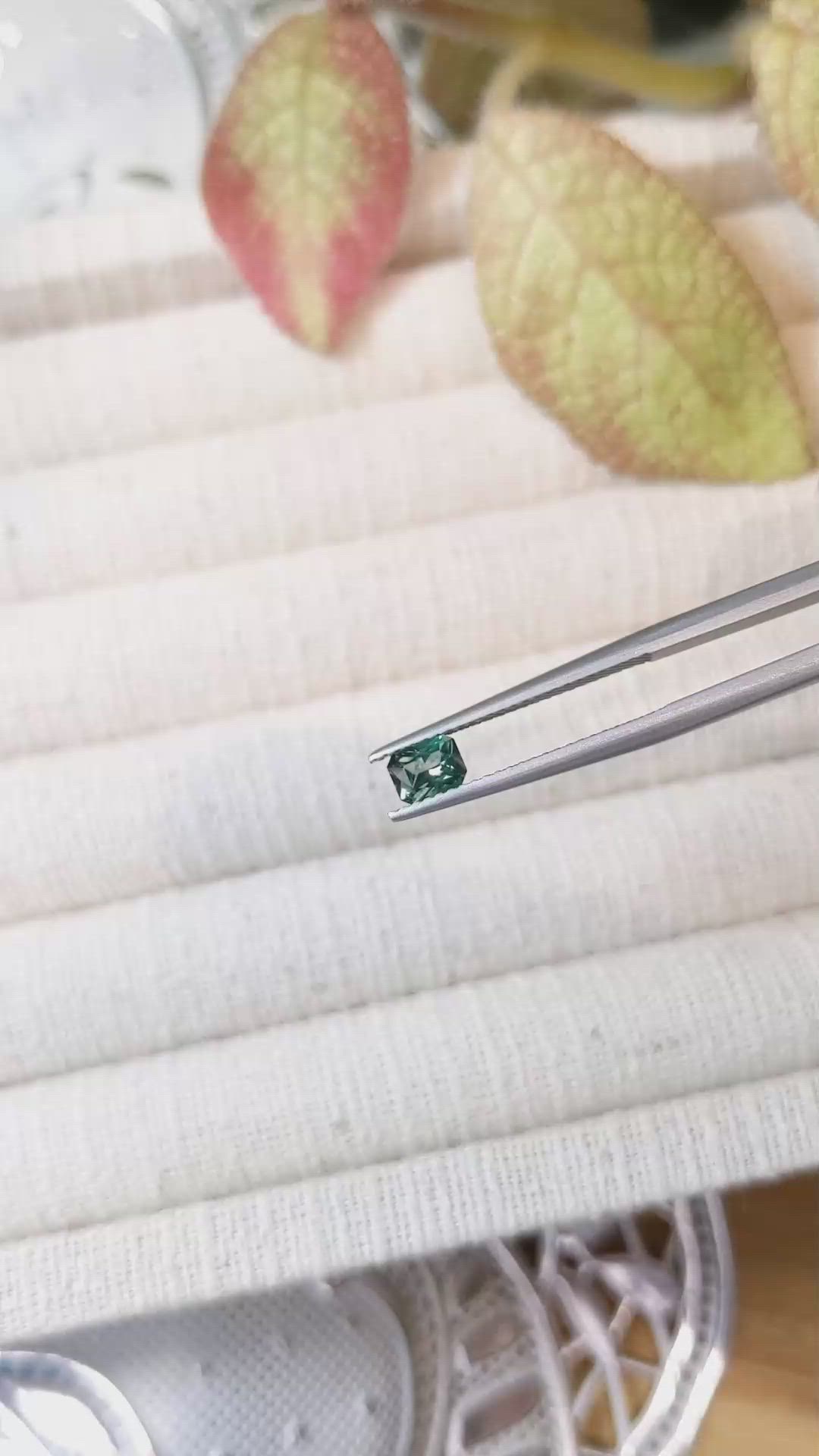 0.41 Ct. Bluish Green Sapphire from Montana Size Video