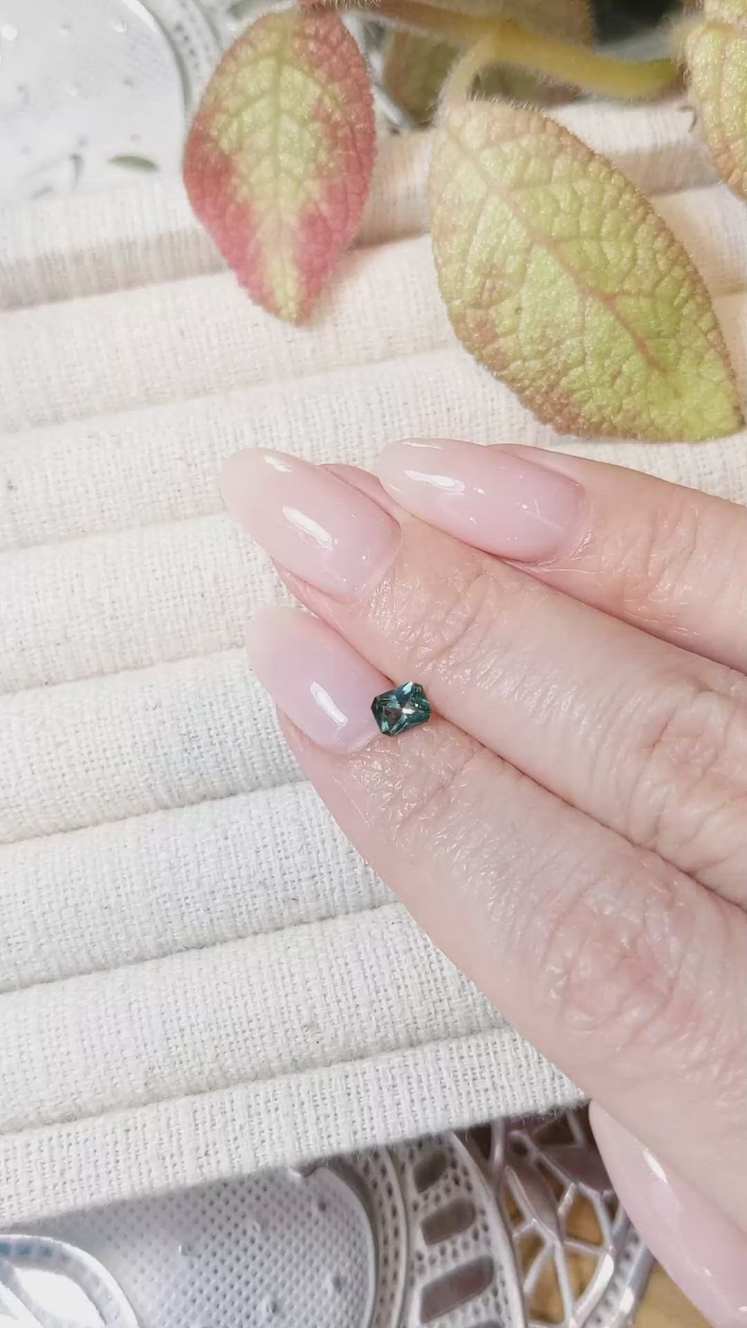 0.41 Ct. Bluish Green Sapphire from Montana Size Video